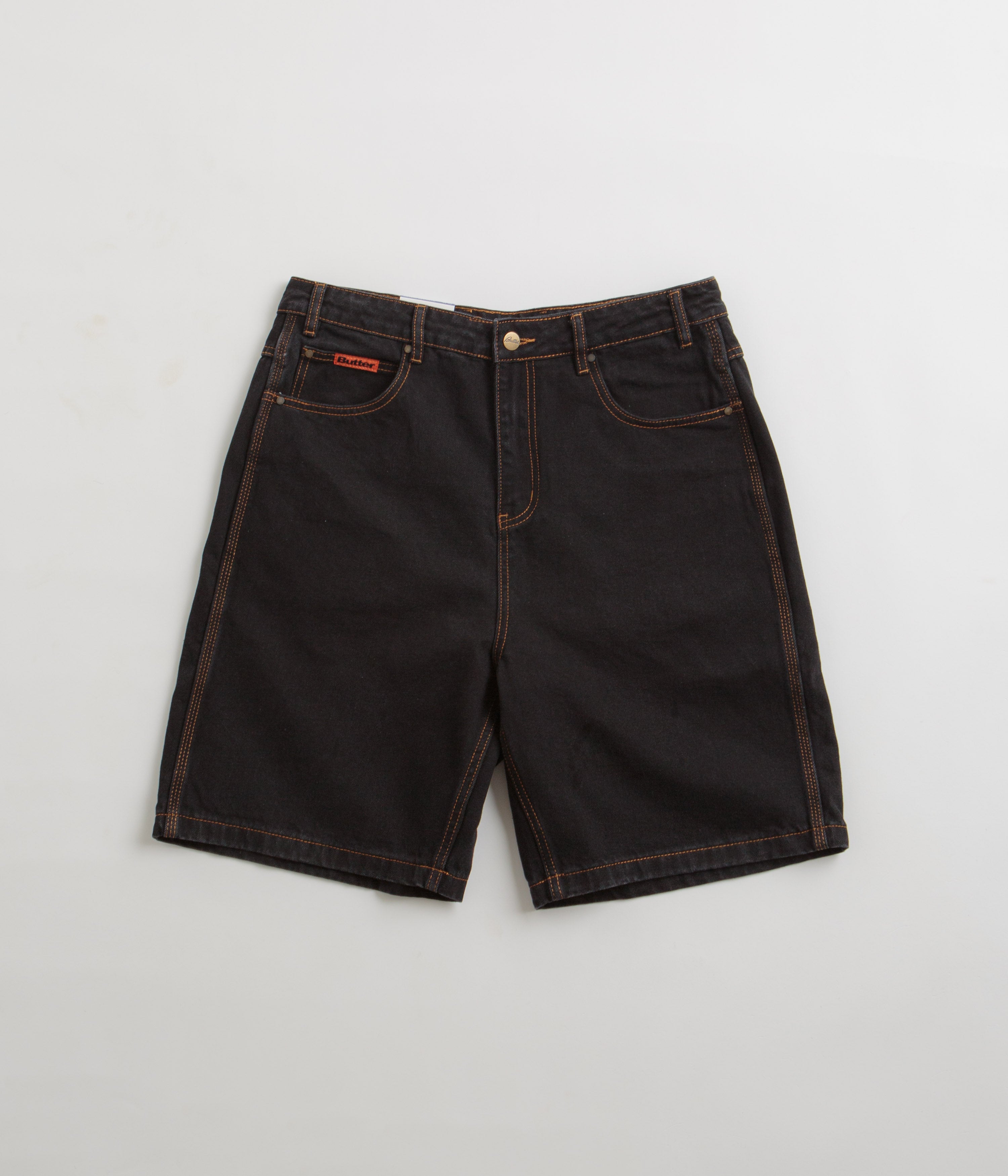 Butter Goods Baggy Denim Shorts for Men - Washed Black Distressed Denim Shorts | Casual Streetwear, Summer Outfits & Beach Style
