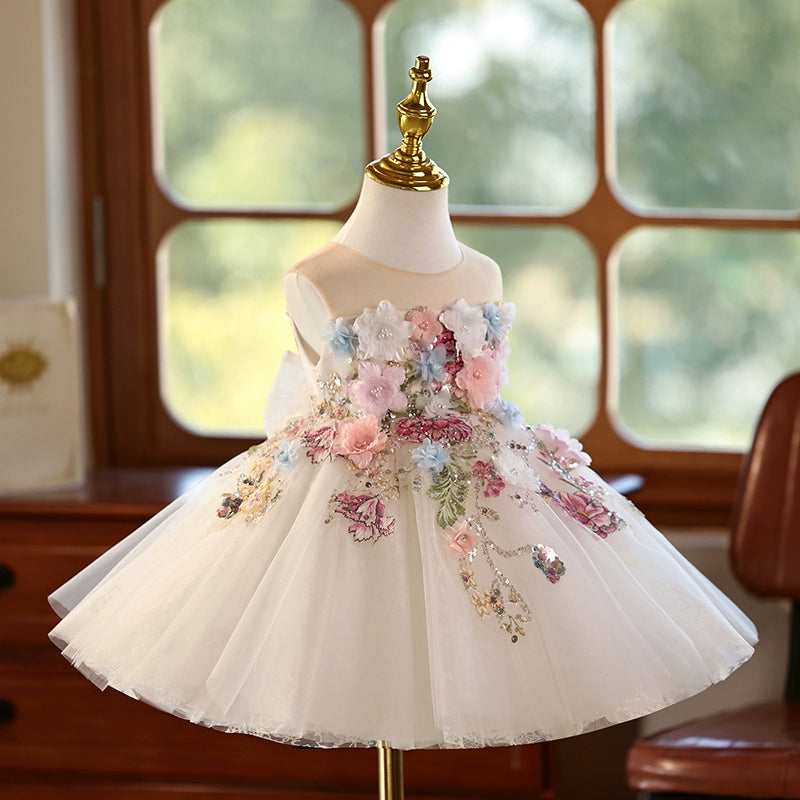 Elegant Girls Flower Birthday Princess Dress - Flower Girl Wedding Dress for Special Occasions, Birthday Parties & Ceremonies