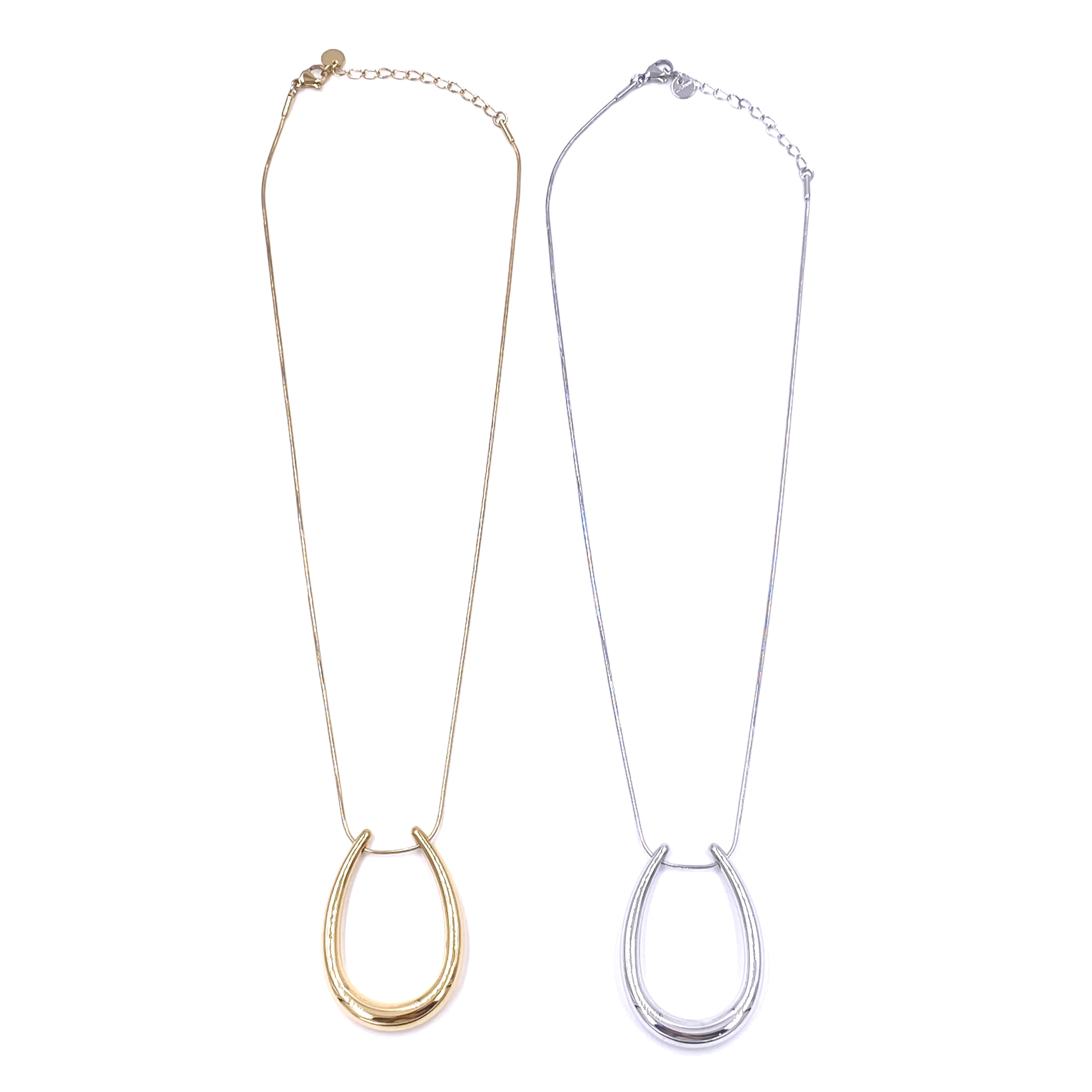 Ashley Gold Stainless Steel U-Shaped Pendant Necklace for Women - Elegant Jewelry Gift for Valentine's Day, Anniversary & Special Occasions