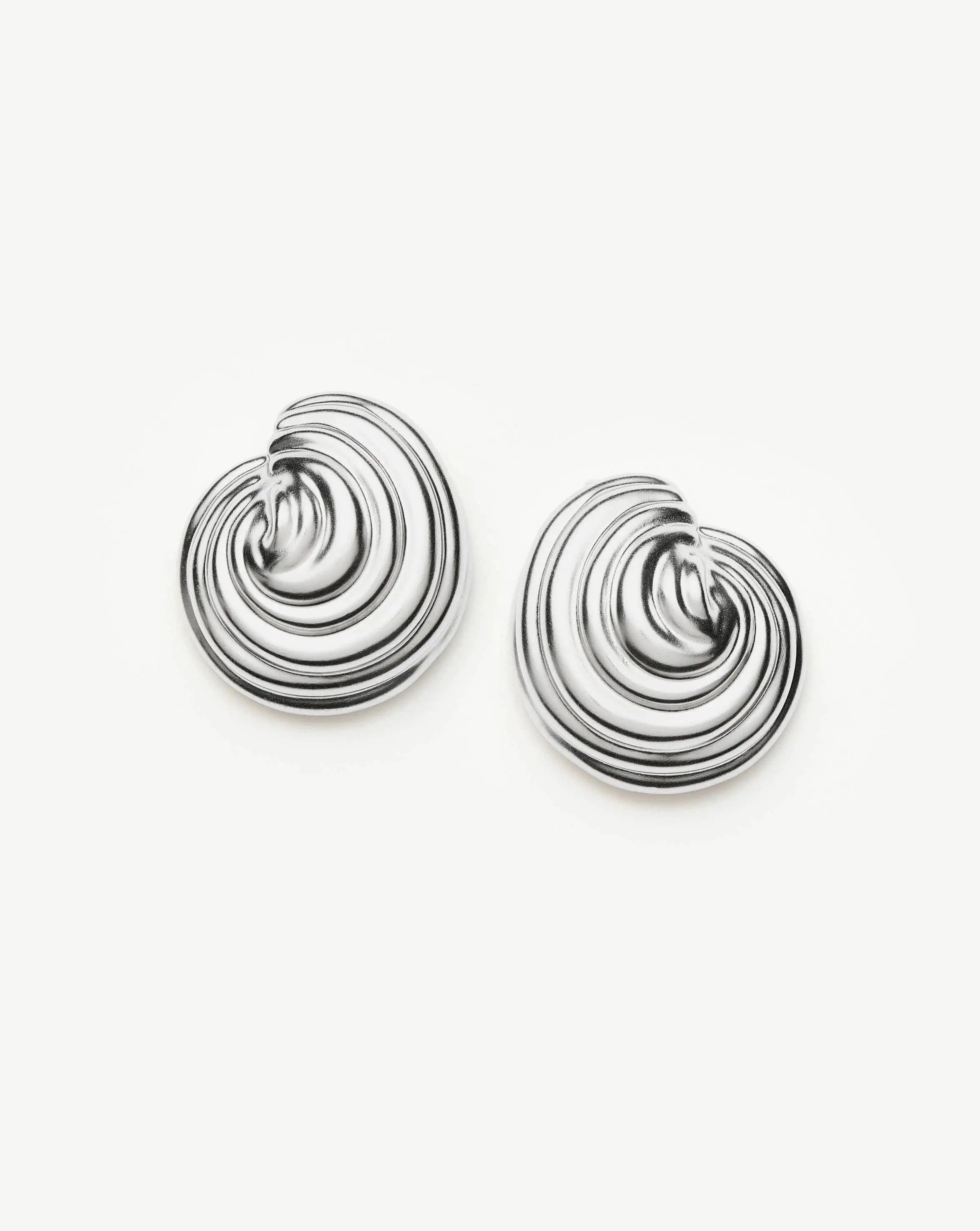 Spiral Dome Oversized Stud Earrings - Silver Plated Hypoallergenic Jewelry for Women | Perfect for Parties, Weddings & Everyday Wear