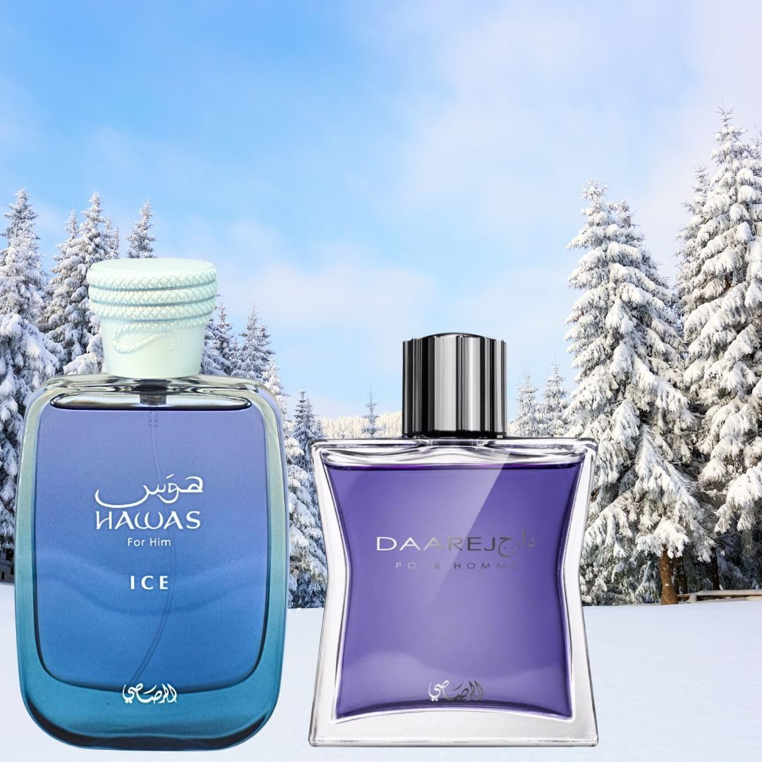 RASASI Hawas Ice & Daarej Eau De Parfum for Men - Long Lasting Arabian Fragrance | Valentine's Day Gift for Him | Perfect for Date Nights, Office & Special Occasions