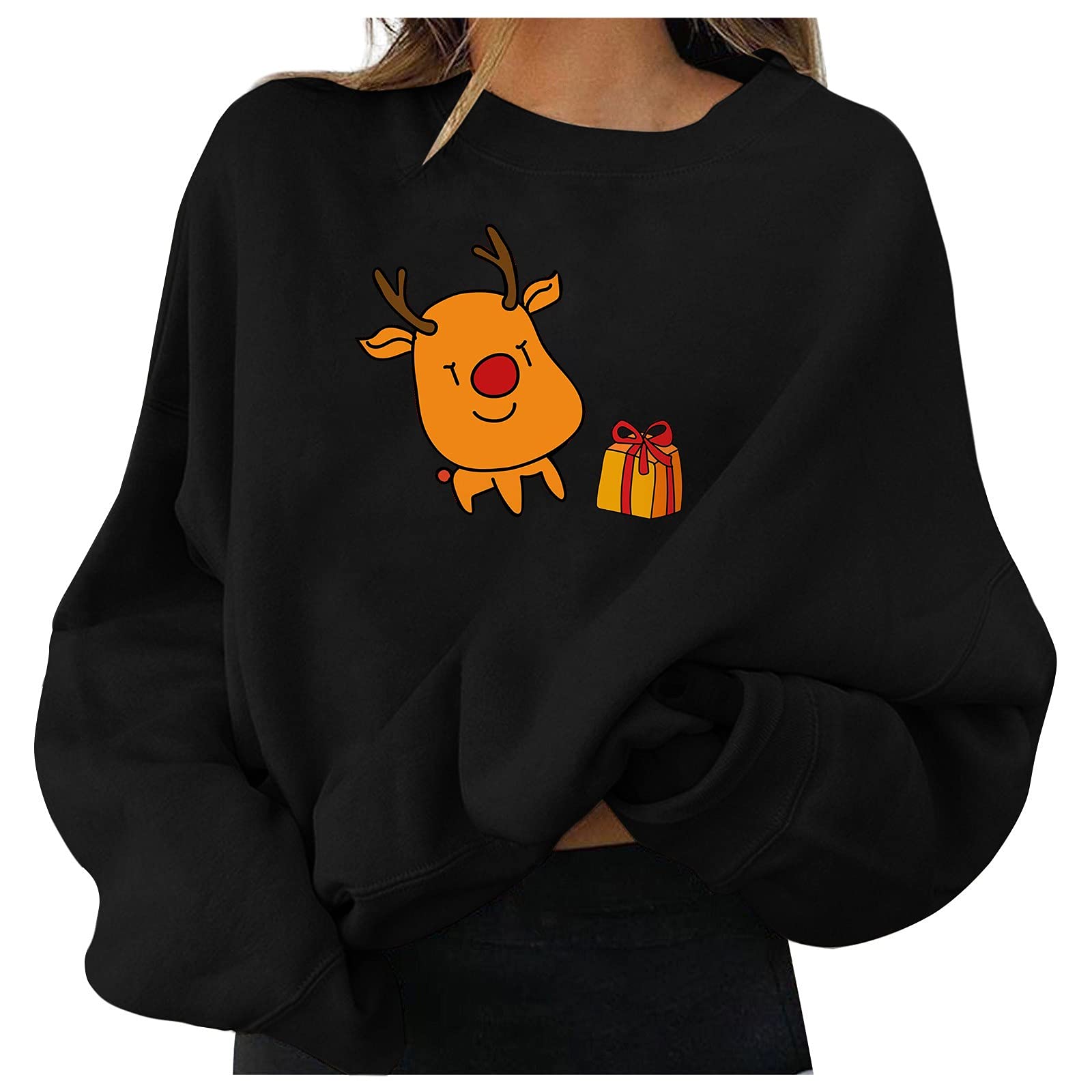 Festive Christmas Print Pullover - Cozy Women's Funny Ugly Holiday Sweatshirt with Long Sleeves | Perfect for Xmas Parties, Family Gatherings & Winter Outfits