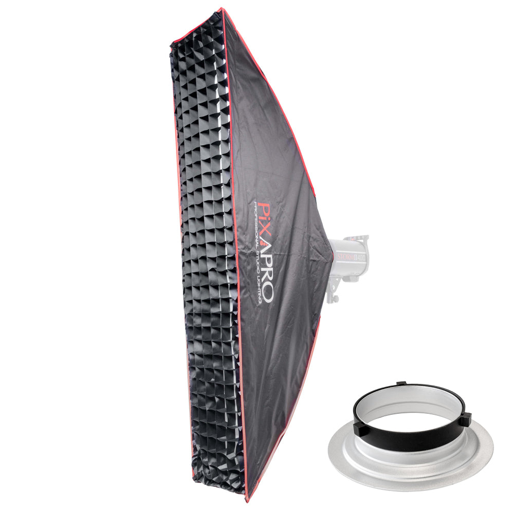 30x140cm (11.8x55.1in) Quick Install Strip Softbox with 4cm Honeycomb Grid - Perfect for Product Photography, YouTube Videos & Studio Lighting