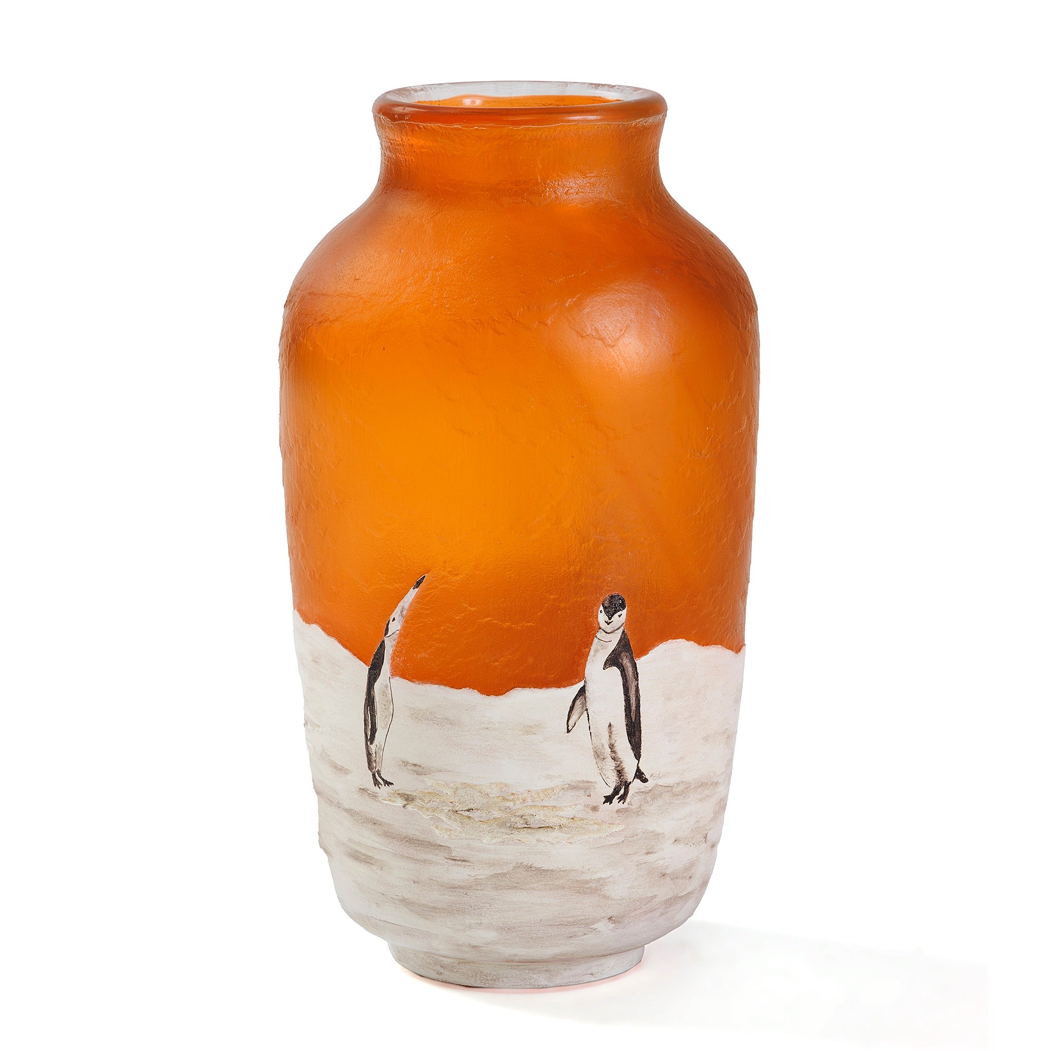 Daum Nancy Glass Winter Scene Vase - Handcrafted French Art Glass Collectible for Home Decor, Gift & Holiday Display