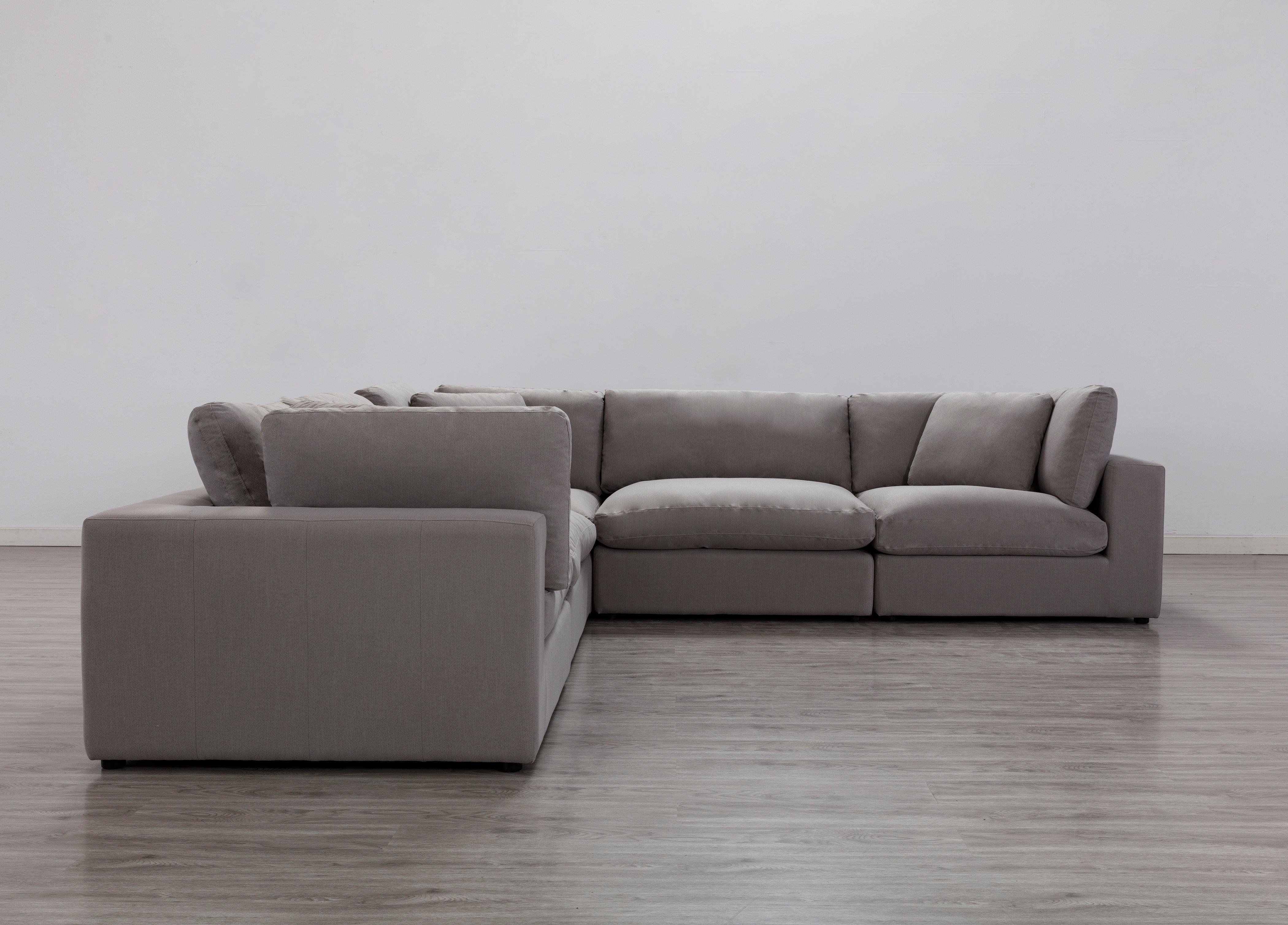 Rivas Modern Feather Fill 5-Piece Modular Sectional Sofa in Graphite - Perfect for Living Room, Lounge, and Family Room Comfortable Seating