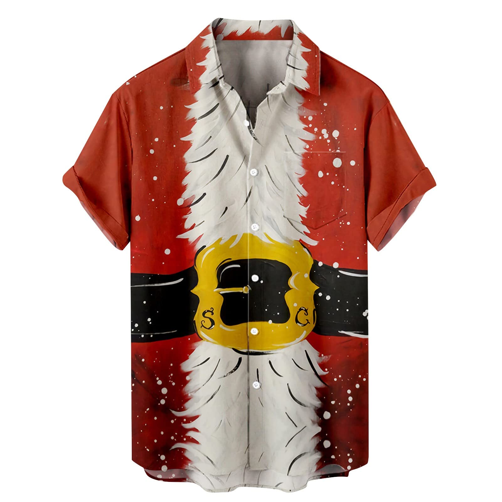 WOCACHI Men's Short Sleeve T-Shirt - Santa Claus Print Athletic Tee for Christmas, Workout & Casual Wear | Holiday Gift, Gym, Party, Everyday Outfit