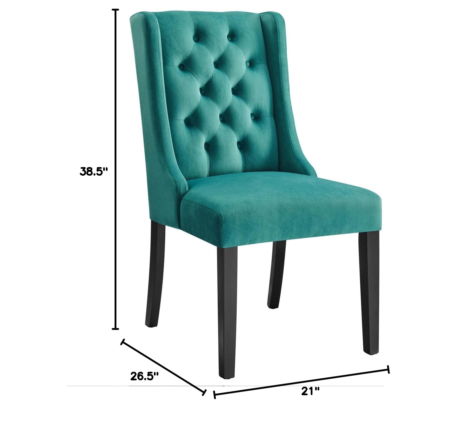 Modway EEI-5013-TEA Baronet Performance Velvet Dining Chairs - Set of 2, Teal Blue - Modern Upholstered Side Chairs for Kitchen, Dining Room, or Breakfast Nook