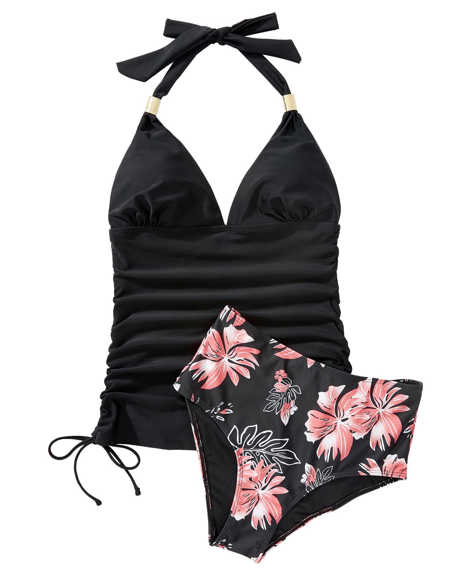 SUUKSESS Women's Sexy Halter Tankini Swimsuit 2 Piece Set - Slimming Tummy Control Bathing Suit for Beach, Pool & Vacation | Plus Size Swimwear for Women
