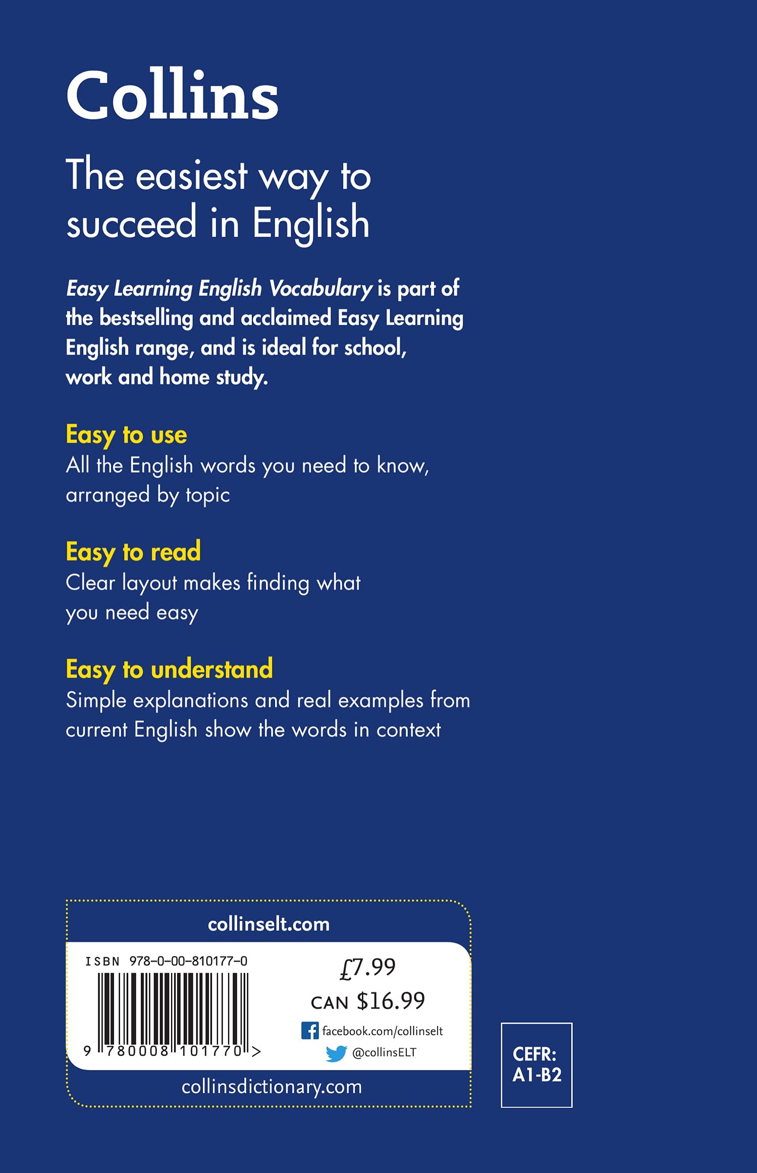 Easy Learning English Vocabulary Book - Collins for Study & Travel