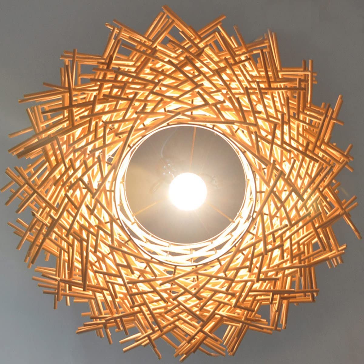 Handmade Rattan Pendant Light Fixture - Modern Boho Wicker Chandelier, Natural Bamboo Ceiling Lamp for Kitchen, Living Room, Dining Room & Bedroom Decor | Perfect for Farmhouse, Coastal & Bohemian Home Style