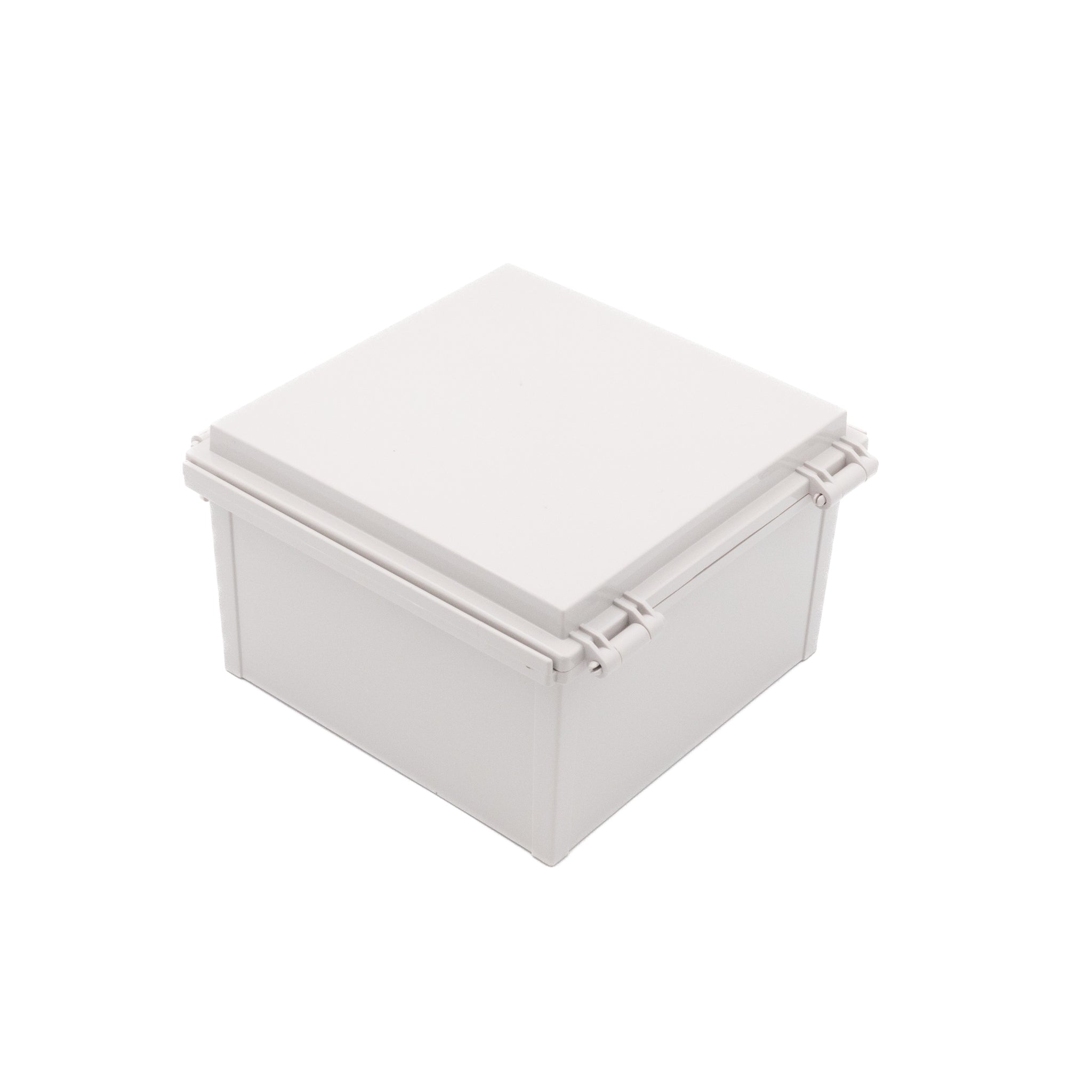 Boxco Q Series 8.27 x 8.27 x 5.12 Inches (210 x 210 x 130mm) Waterproof Plastic Enclosure - IP67 Rated, IK08 Impact Resistant, ABS Material, Grey Hinged Cover with Mounting Plate - Ideal for Outdoor Electronics, Industrial Control Boxes & DIY Projects
