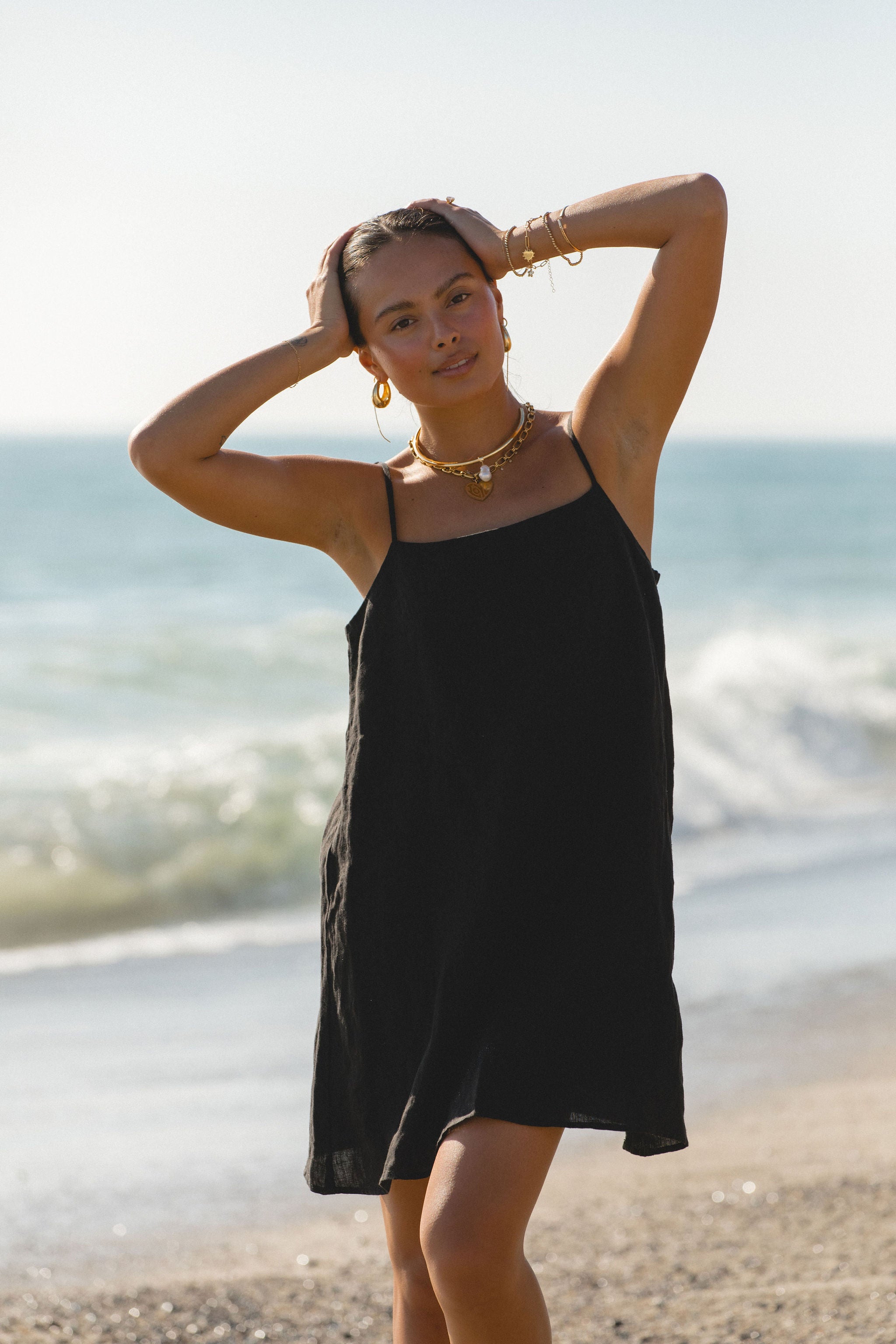 Sicily Linen Mini Dress for Women - Breathable Summer Sundress with Pockets | Perfect for Beach Vacation, Date Night & Casual Outings