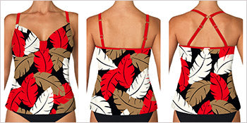 E673 2-Way Tankini Swimsuit with Underwire Support - DD Cup Size | Perfect for Beach Vacations & Poolside Relaxation
