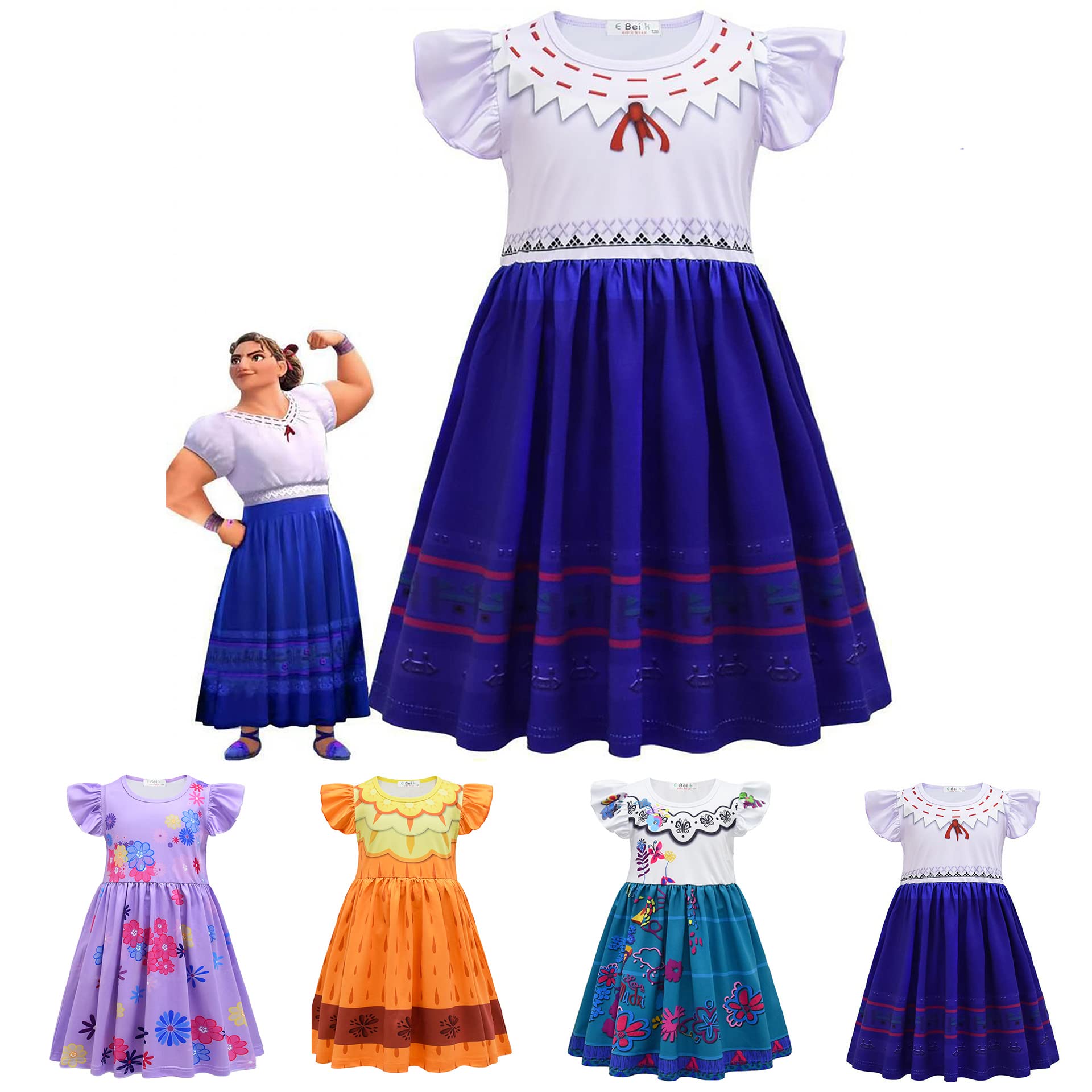 Aconhop Encanto Mirabel Costume for Girls - Isabela Dress & Princess Skirt Set | Disney Cosplay Outfit for Luisa, Pepa & Dolores | Perfect for Halloween, Birthday Parties & Dress-Up Play