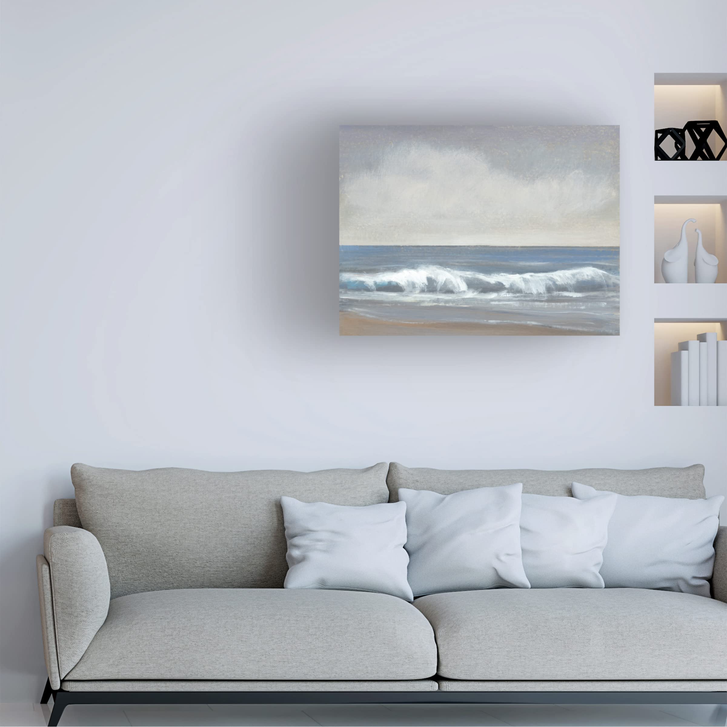Tim O'Toole 'Neutral Shoreline II' Canvas Wall Art Print - Modern Coastal Beach Decor for Living Room, Bedroom & Office