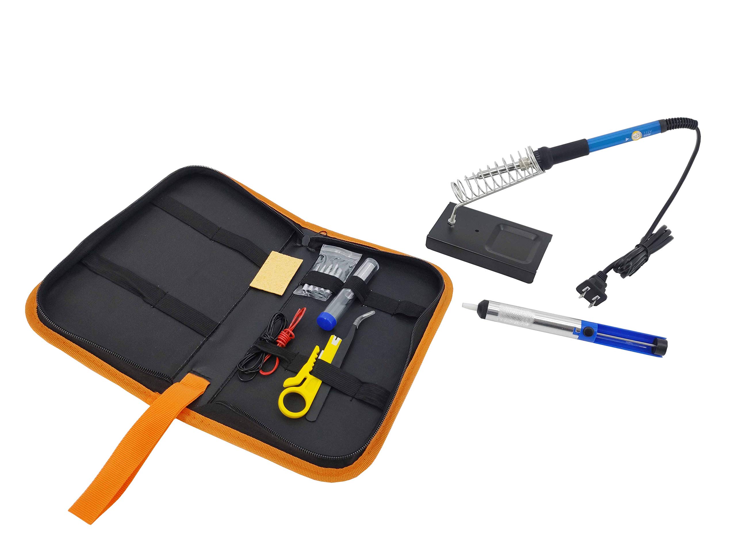 Anbes 60W Adjustable Temperature Soldering Iron Kit with 5 Tips, Desoldering Pump, Stand & Tweezers - Professional Electronics Repair Tool for DIY, Circuit Board, Jewelry Making & Home Projects