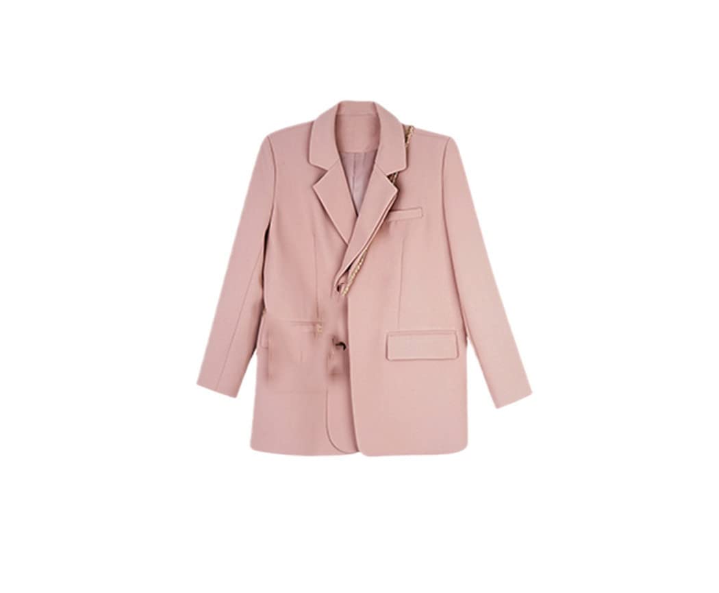 Women's Pink Single-Breasted Blazer Jacket - Spring & Autumn Office Formal Suit for Professional Ladies | Perfect for Business Meetings, Work Attire & Smart Casual Outfits