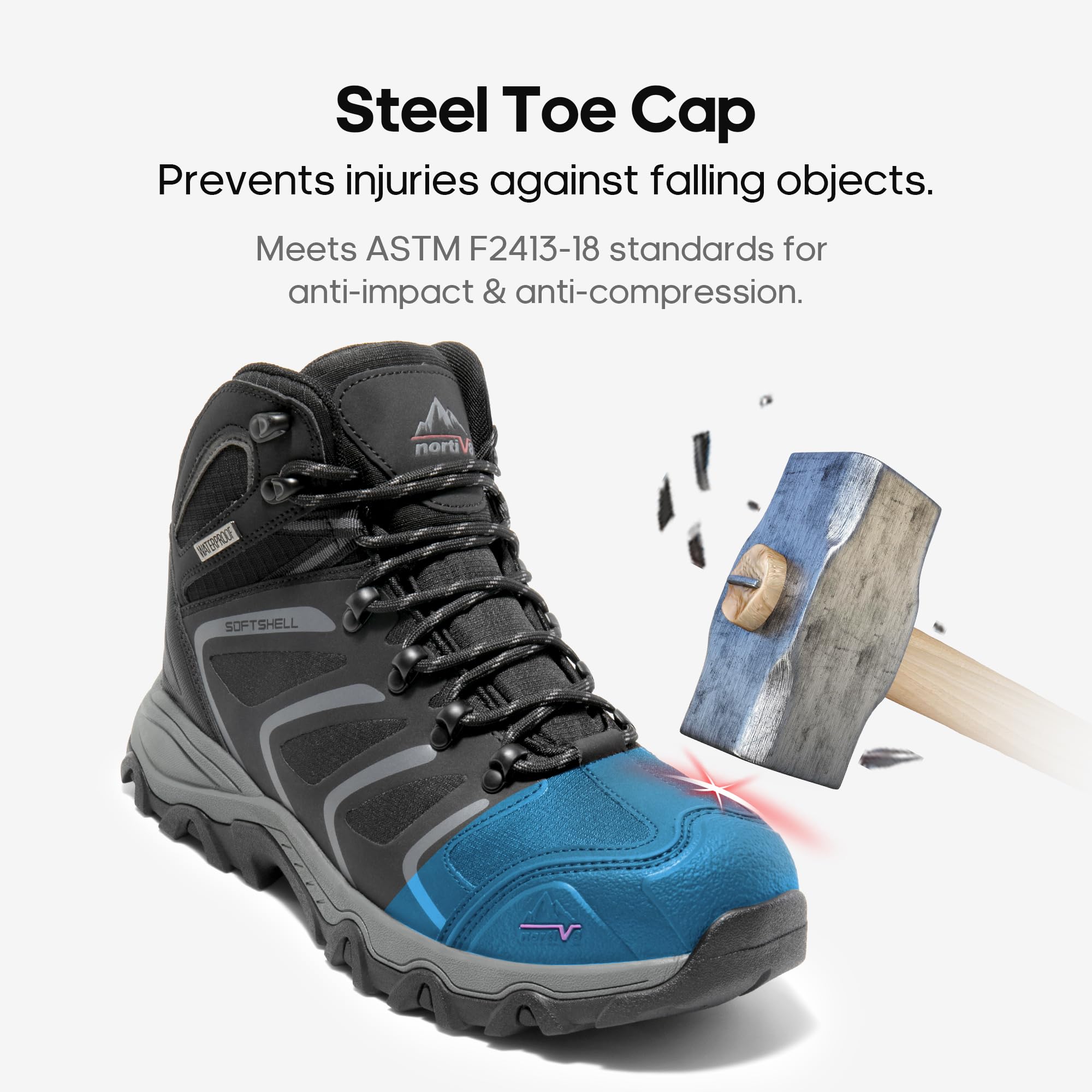 NORTIV 8 Men's Steel Toe Waterproof Work Boots - Heavy Duty Construction Safety Shoes for Outdoor, Hiking & Industrial Work