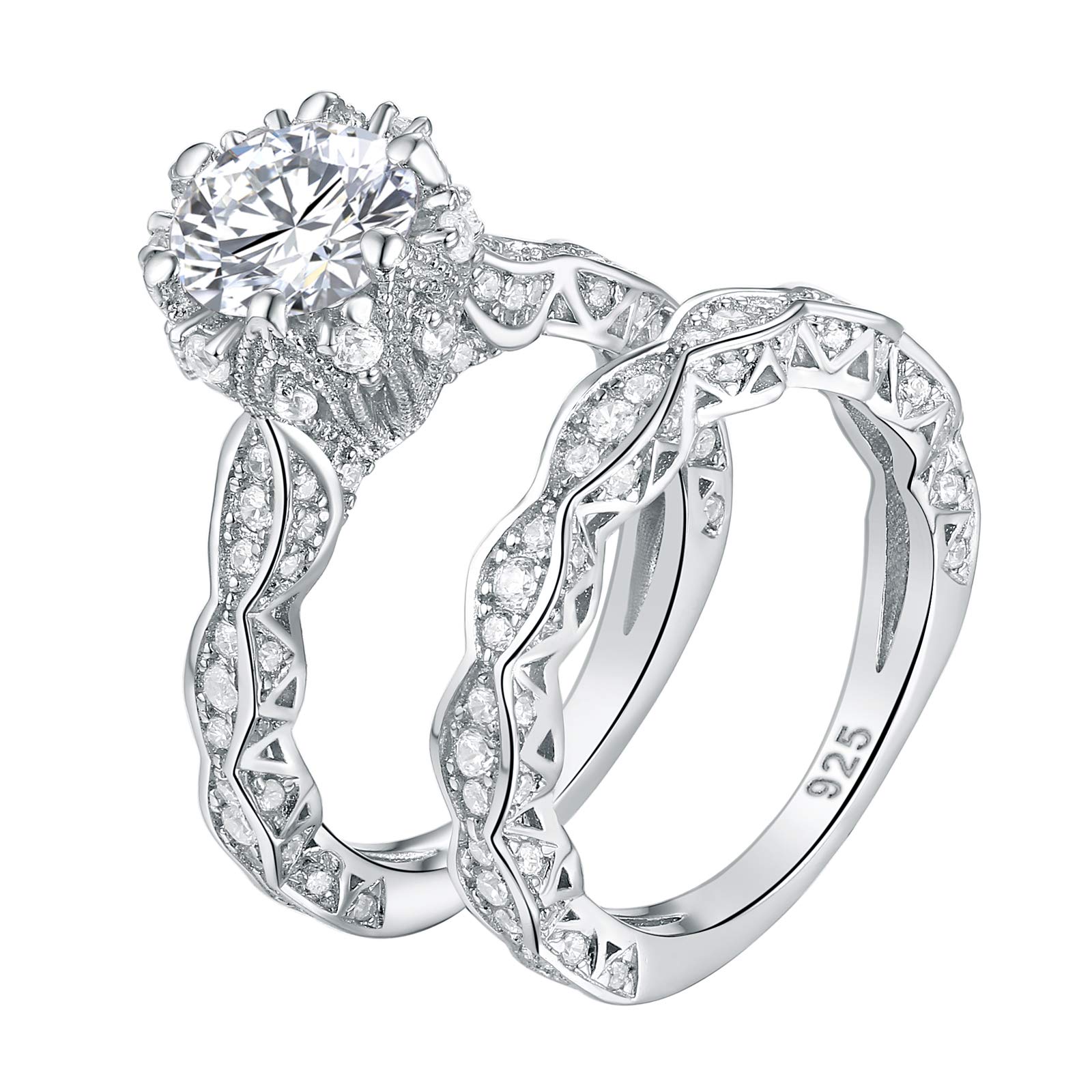 4Ct Cubic Zirconia Wedding Ring Set for Women - Sterling Silver Bridal Jewelry Set - Perfect for Engagement, Anniversary & Special Occasions
