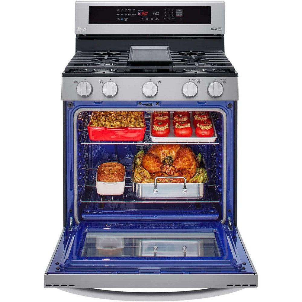 LG LRGL5825F 30-inch 5.8 Cu. Ft. Smart Gas Convection Range with AirFry & InstaView - Stainless Steel | Professional Kitchen Appliance for Baking, Roasting & Air Frying | Perfect for Home Chefs & Modern Kitchens
