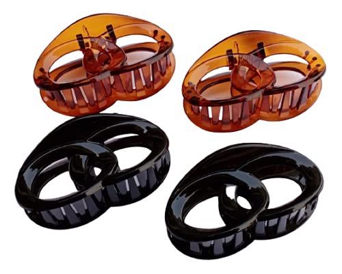 9SR SELECTION Korean Transparent Lightweight Hair Claw Clips for Women & Girls - 4 Pack (Black & Brown) | Perfect for School, Work, Gym & Everyday Hairstyles