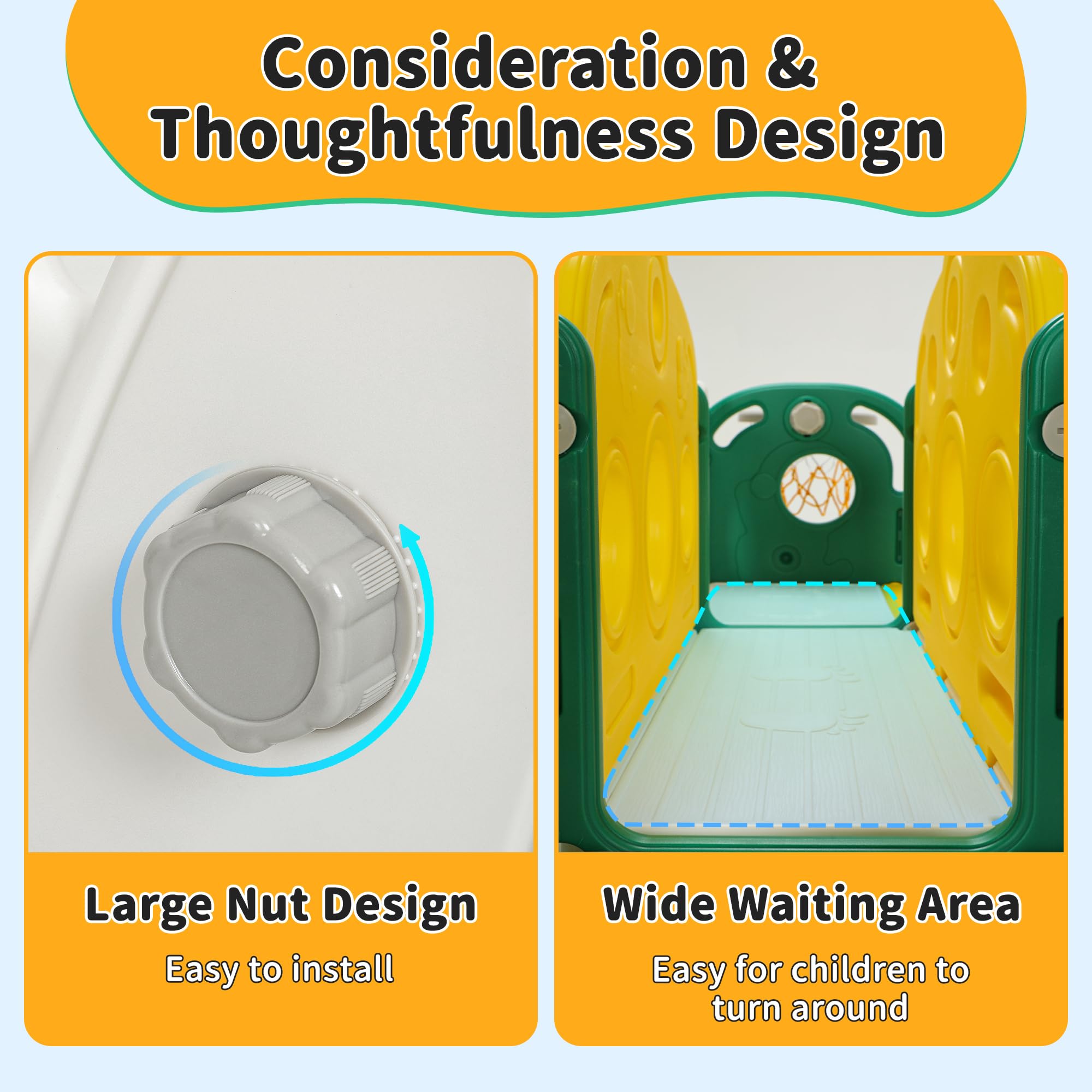 8-in-1 Toddler Slide Playset for Kids Ages 1-3 | Indoor/Outdoor Baby Slide with Basketball Hoop & Telescope | Safe Toddler Playground Equipment for Backyard, Nursery & Daycare (Green)
