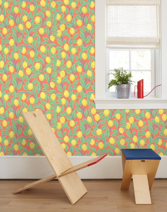 Lemons Wallpaper by Nathan Turner - Watermelon Print - Perfect for Kitchen, Bathroom & Nursery Decor