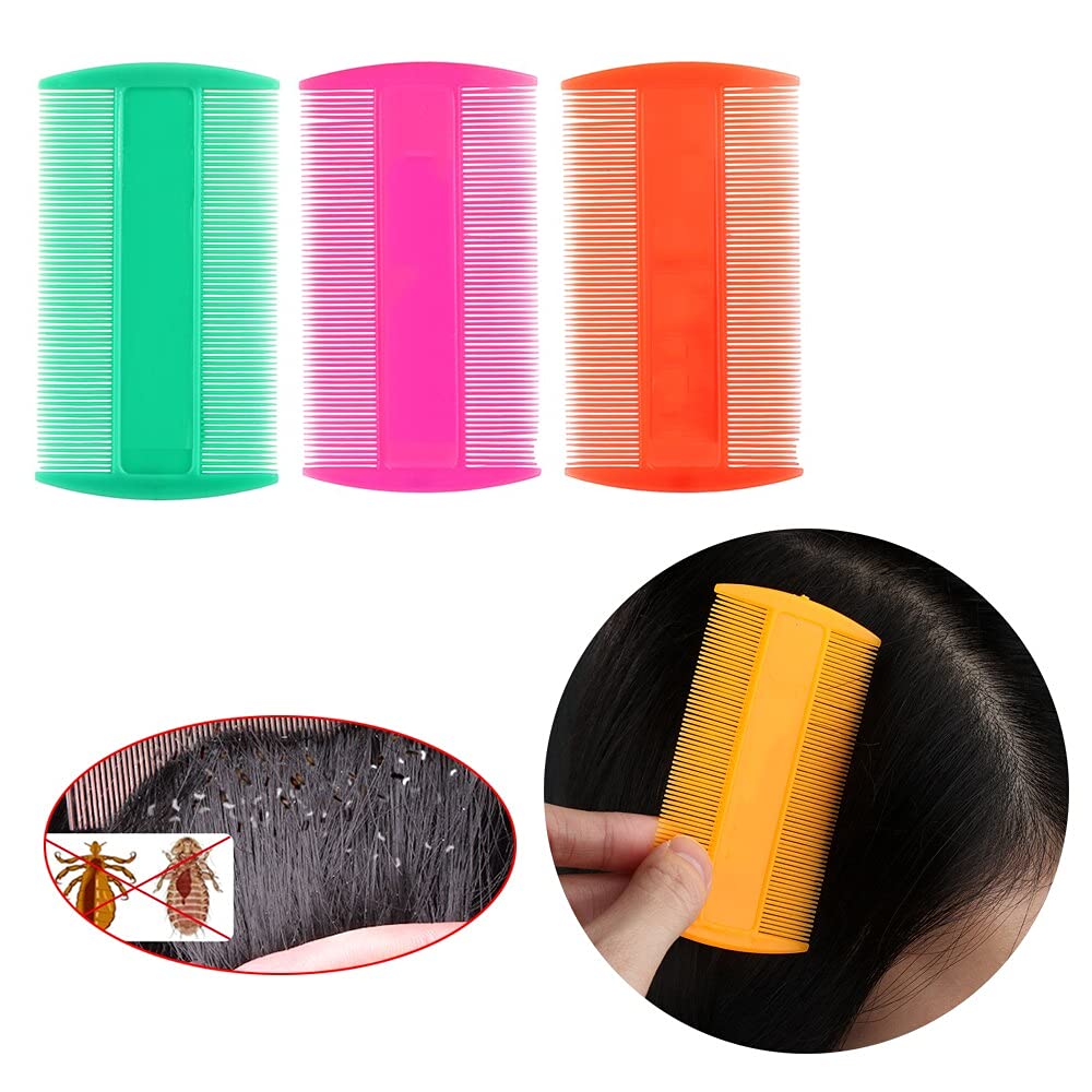 Ghelonadi Plastic Lice Removal Comb for Kids & Adults - Fine Tooth Nit Comb for Dry & Wet Hair - 3 Pack Multicolor Lice Treatment Kit - Perfect for Home, School & Travel Use