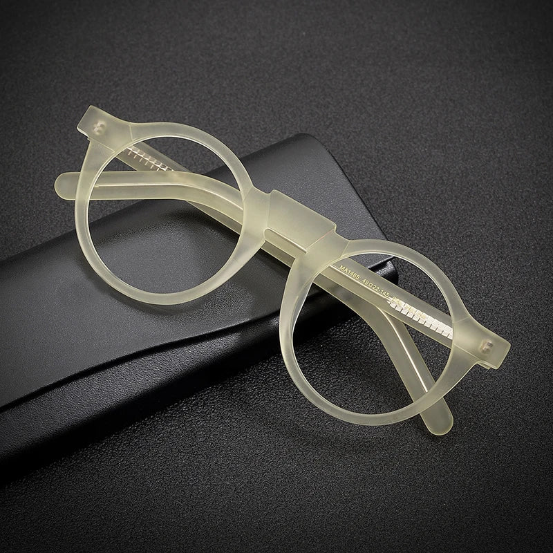 Black Unisex Full Rim Acetate Round Eyeglasses 1465 - Stylish & Comfortable Glasses for Men & Women - Perfect for Reading, Work, and Everyday Wear