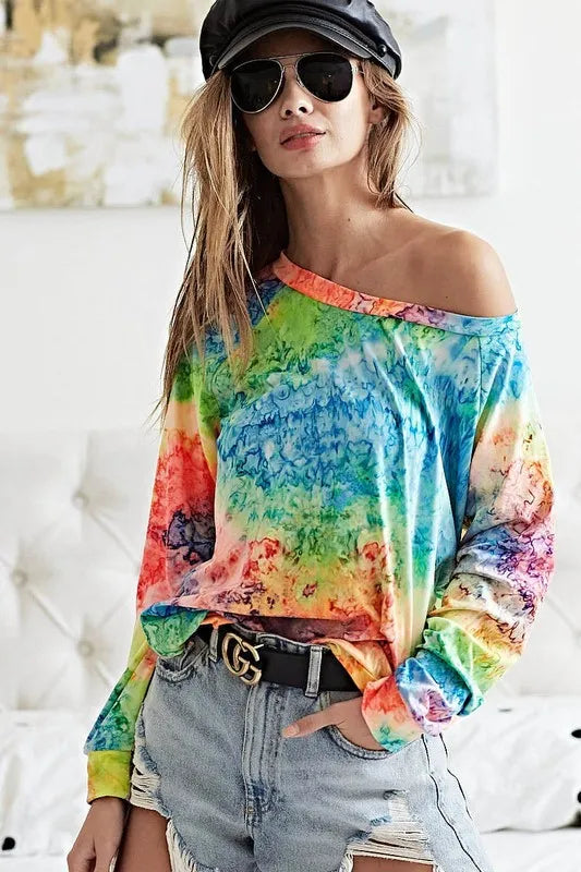 BiBi Tie Dye Soft Knit Jersey T-Shirt for Women | Comfortable Casual Tee | Perfect for Summer Outfits, Beach Days & Weekend Wear