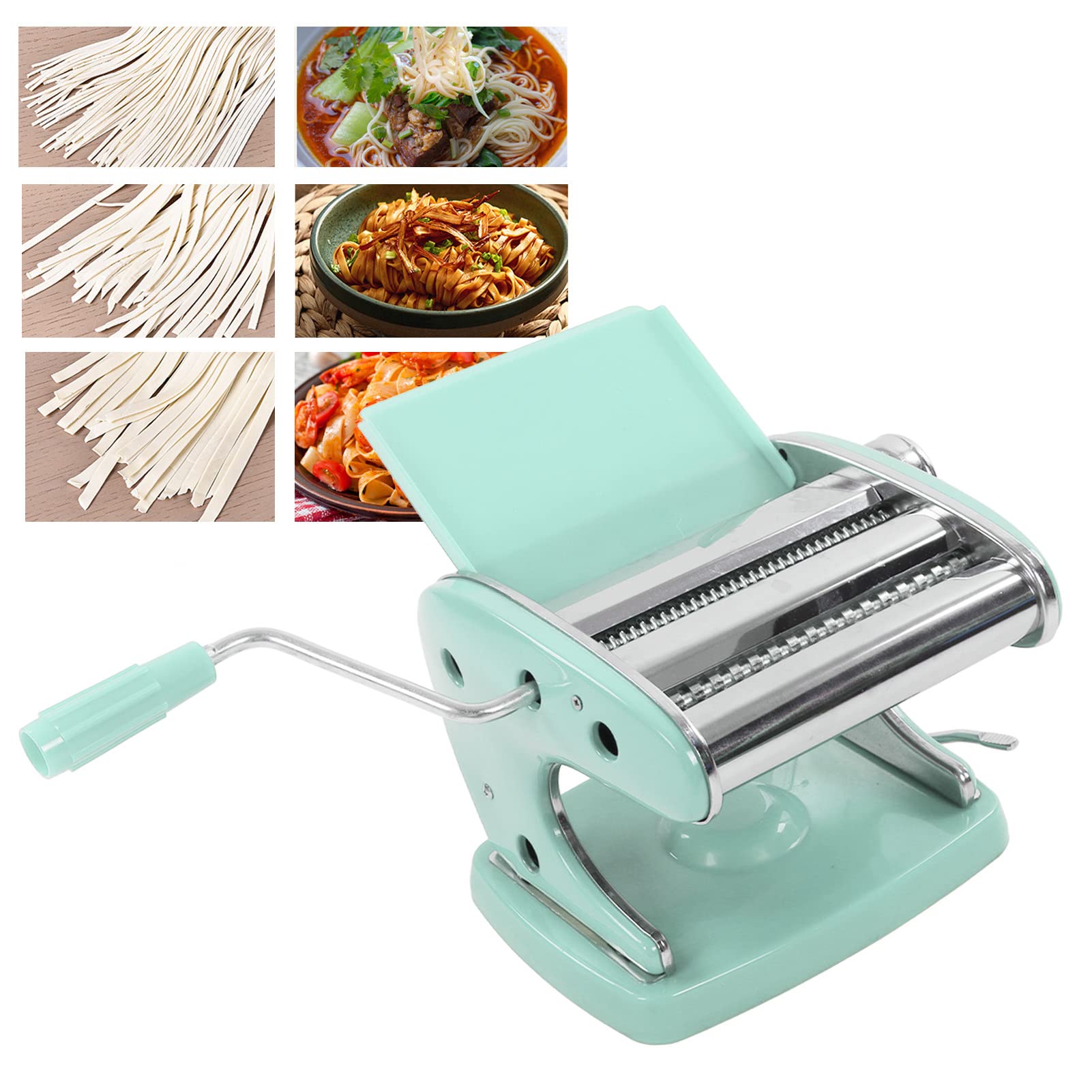 Stainless Steel Manual Noodle Maker - Hand Crank Pasta Press Machine for Spaghetti, Macaroni & More | Home Kitchen & Restaurant Use | Durable Mint Green Pasta Maker for Fresh Homemade Noodles