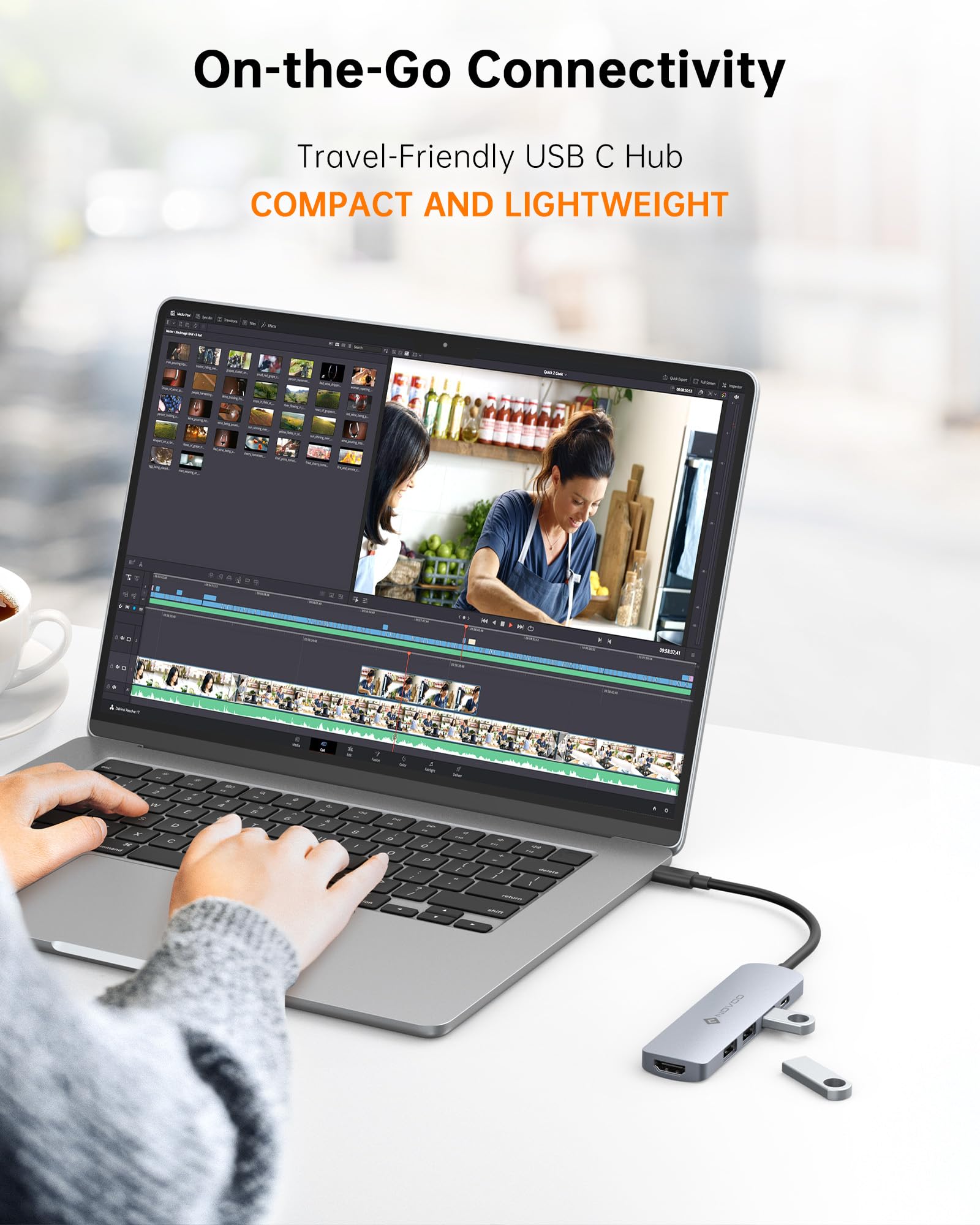 NOVOO 5-in-1 USB C Hub with 4K HDMI, 100W PD, 3 USB-A Ports - Multiport Adapter for MacBook Pro/Air, Dell XPS, Lenovo ThinkPad - Perfect for Home Office, Video Conferencing & Multi-Device Charging (Gray)