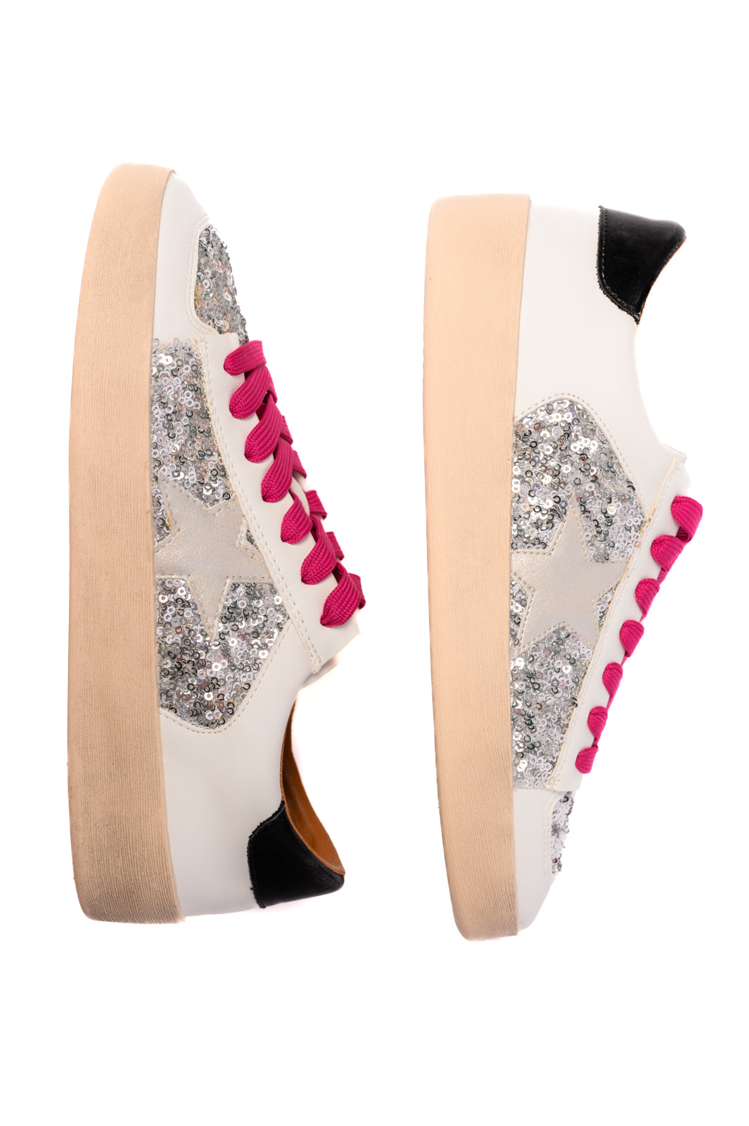 Sparkling Silver Sequins Sneakers for Women - Fashionable Party Shoes for Night Out, Dance, and Special Occasions