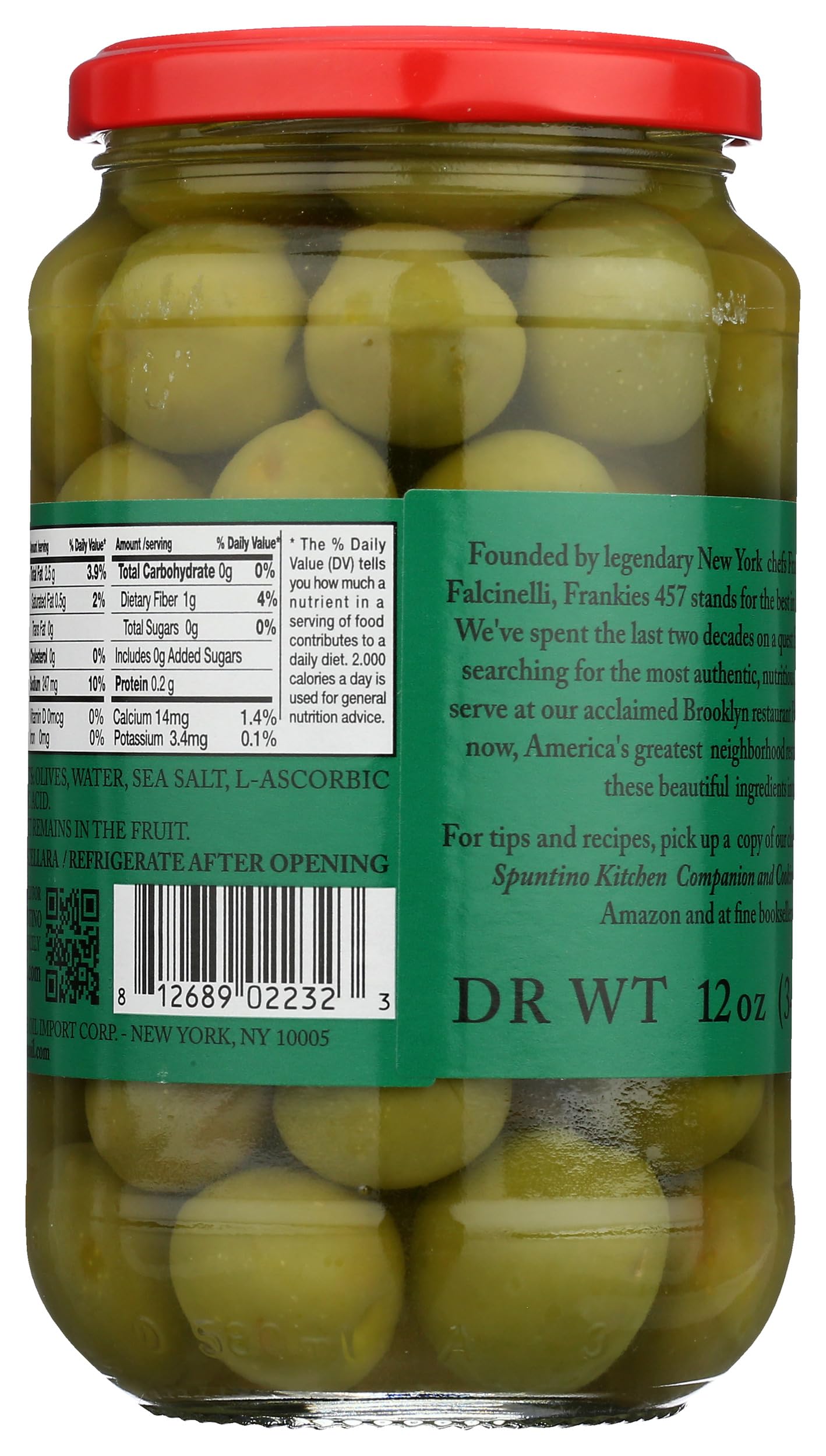Frankies 457 Whole Castelvetrano Olives - Authentic Sicilian Olives from Italy | Premium Handpicked Imported Italian Green Olives in Brine | Perfect for Charcuterie Boards, Salads, Cocktails & Gourmet Cooking | 12oz Glass Jar