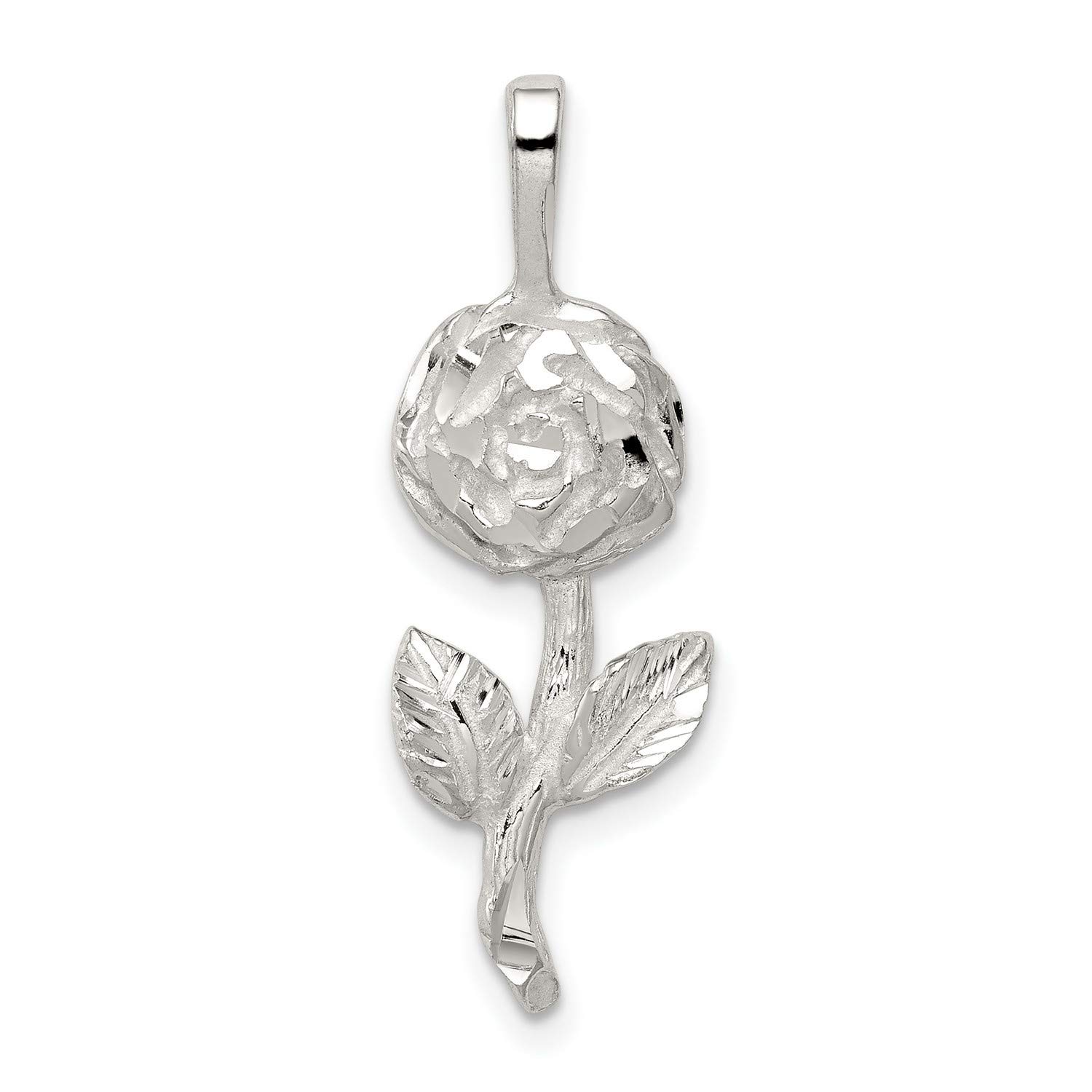 925 Sterling Silver Rose Pendant Necklace - 22mm x 9mm Elegant Floral Jewelry Gift for Women | Perfect for Valentine's Day, Anniversary & Romantic Occasions