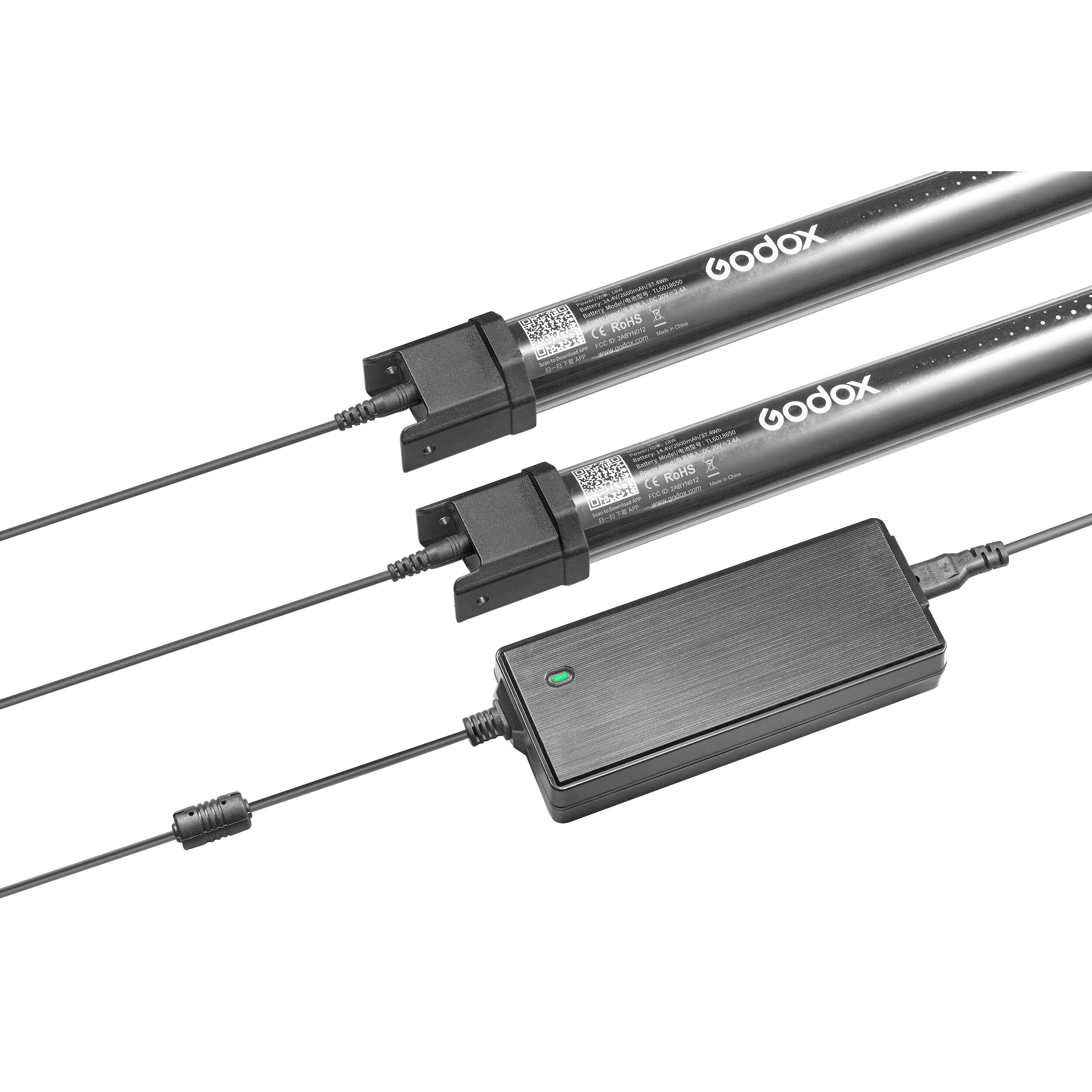Godox TL60 RGB LED Light Tube Dual Power Adapter - Compatible with A60 & TL60 Models for Studio, Photography, and Video Lighting