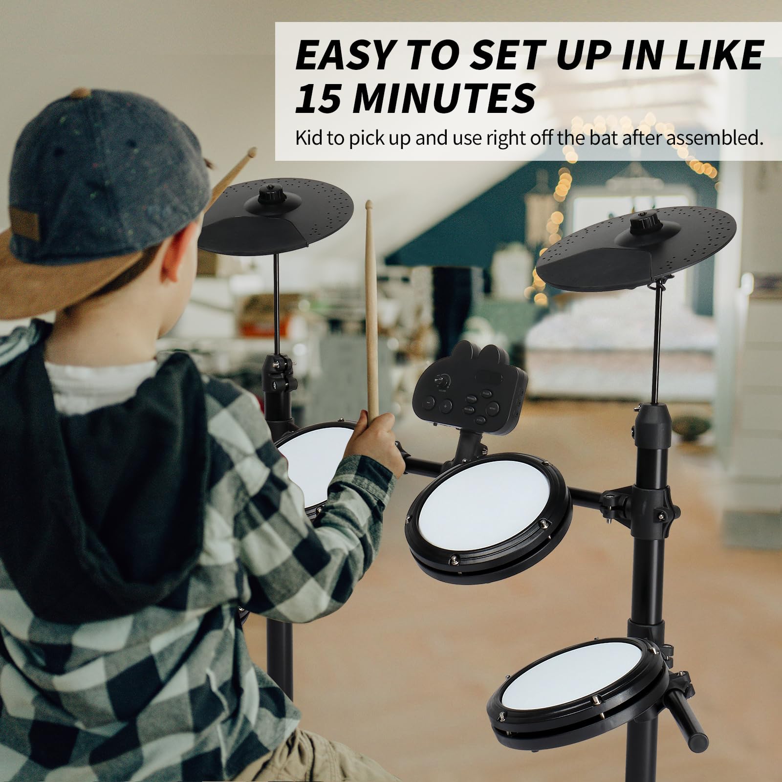 Ktaxon Electric Drum Kit for Beginners - Electronic Drum Set with Quiet Mesh Pads, 150 Sounds & 10 Demo Songs | USB MIDI Connectivity, Recording Function, Adjustable Drum Throne, Includes Headphones & Sticks | Perfect for Home Practice, Studio Recording & Music Learning