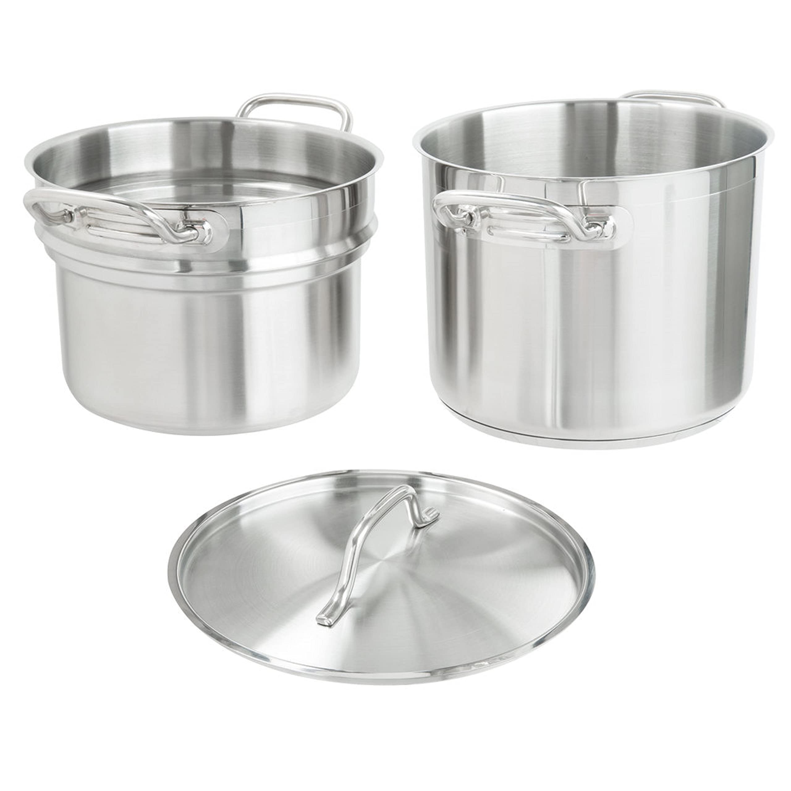 TrueCraftware 8 Quart Stainless Steel Double Boiler 3-Piece Set - Chocolate Melting Pot, Candy & Cheese Warmer, Dishwasher & Oven Safe Cookware for Home Baking, Candy Making, and Professional Kitchen Use
