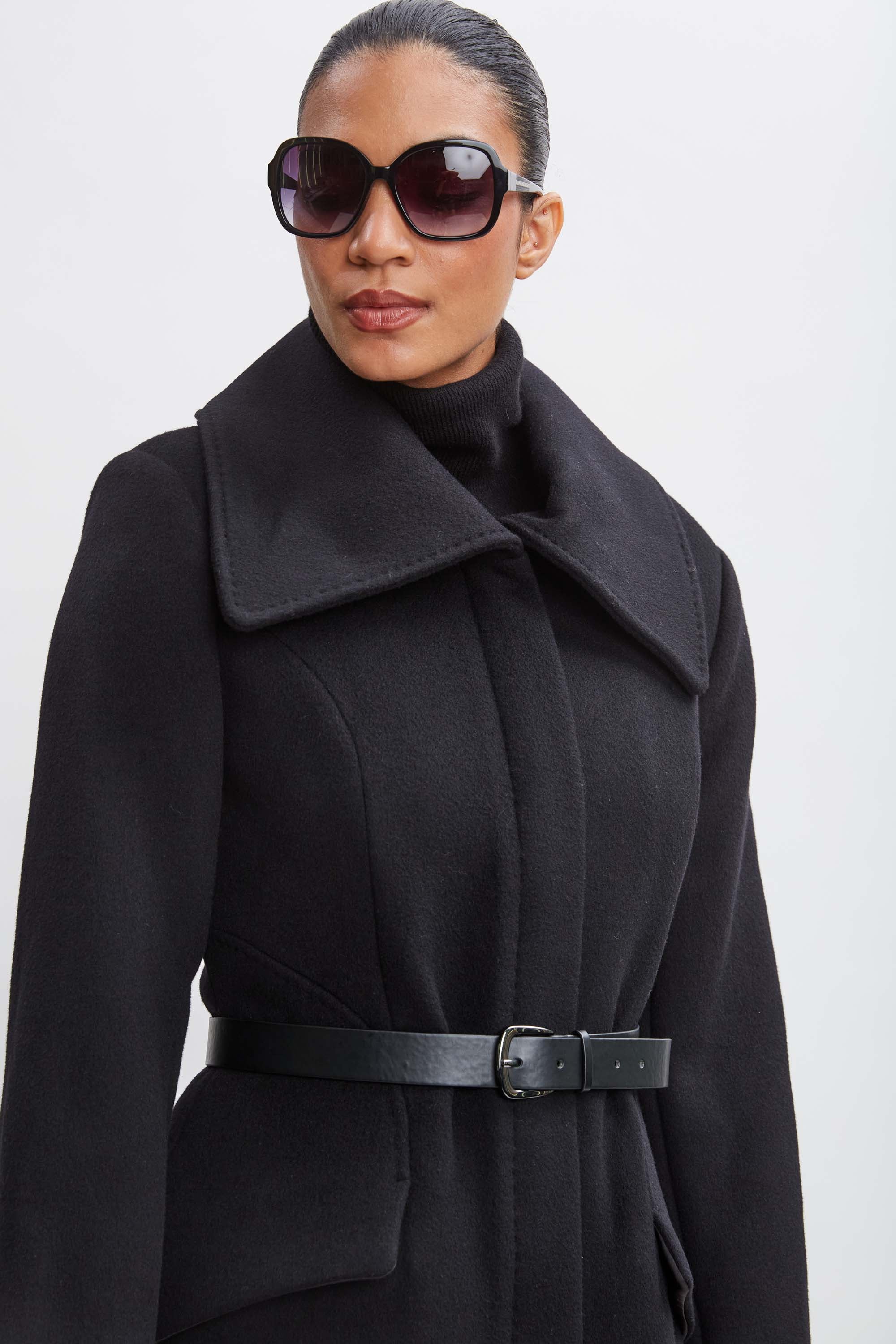 Wool Belted Panel Coat for Women - Stylish Winter Trench Coat with Adjustable Waist Belt - Perfect for Office, Travel & Formal Occasions