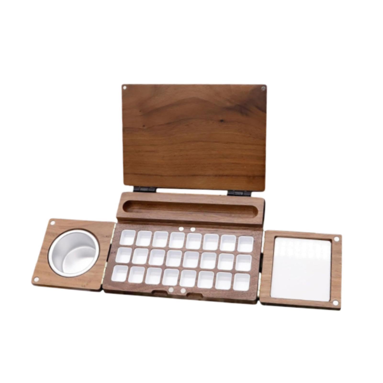 Premium Handmade Wooden Watercolor Paint Box with Mixing Palette - Artist Painting Set for Studio, Travel & Outdoor Sketching