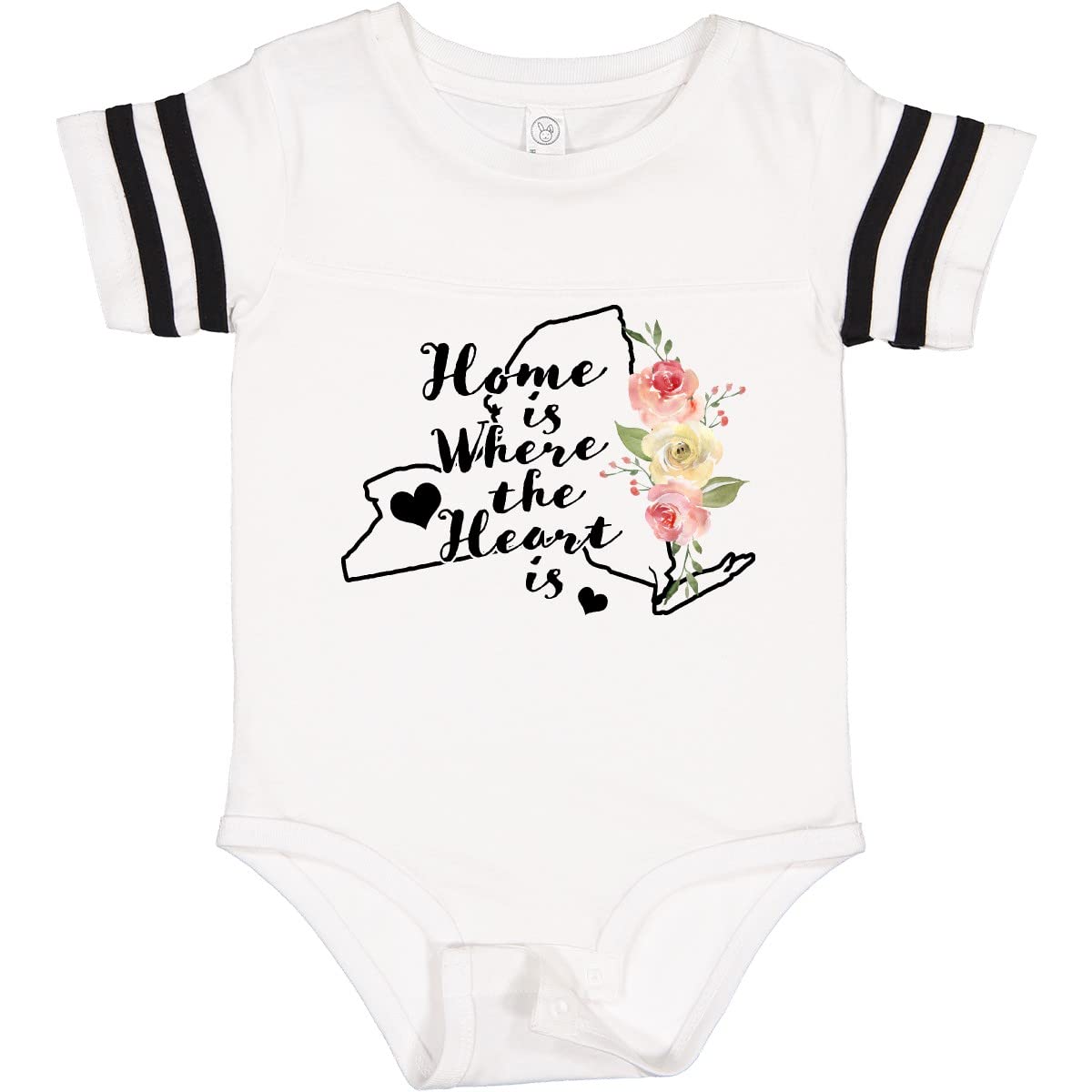 Inktastic New York Home is Where The Heart is Watercolor Baby Bodysuit - Soft Cotton Infant Onesie for Boys & Girls, Perfect Gift for Newborns, Baby Showers & Family Photos