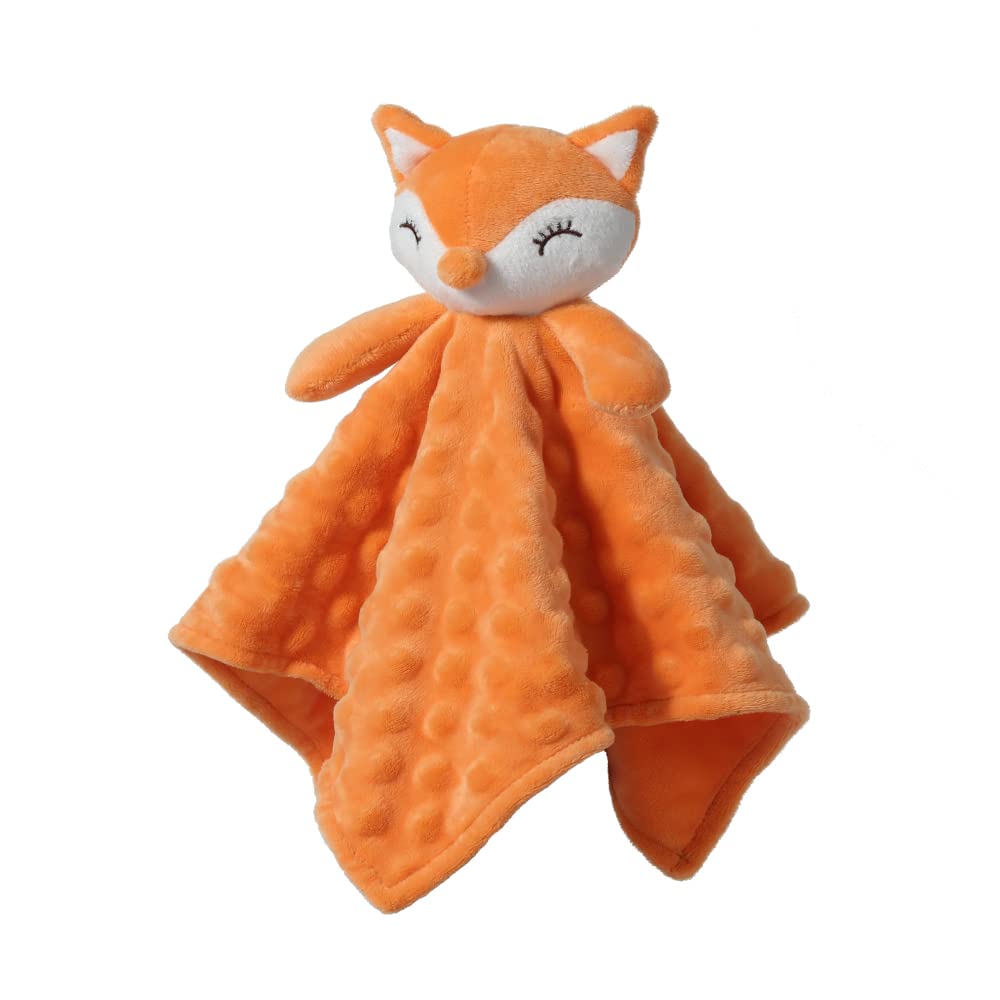 CREVENT Soft Plush Animal Face Security Blankets for Babies & Toddlers - Adorable Orange Fox Comfort Blanket for Boys & Girls | Perfect Baby Shower Gift, Newborn Essentials & Toddler Sleep Aid | Great for Nursery, Travel & Sensory Play