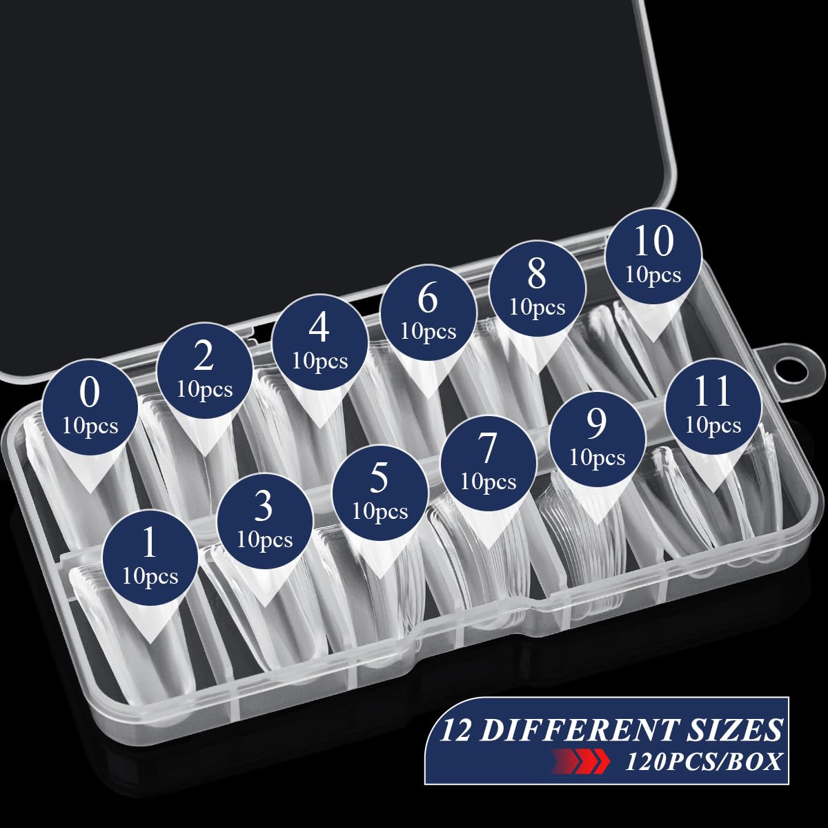 Premium 120Pcs Clear Curved Duck Nail Tips - Full Cover Acrylic False Nails for Extensions, 12 Sizes Wide Short French Fake Nails - Perfect for Home DIY Manicure, Nail Art & Salon Professional Use