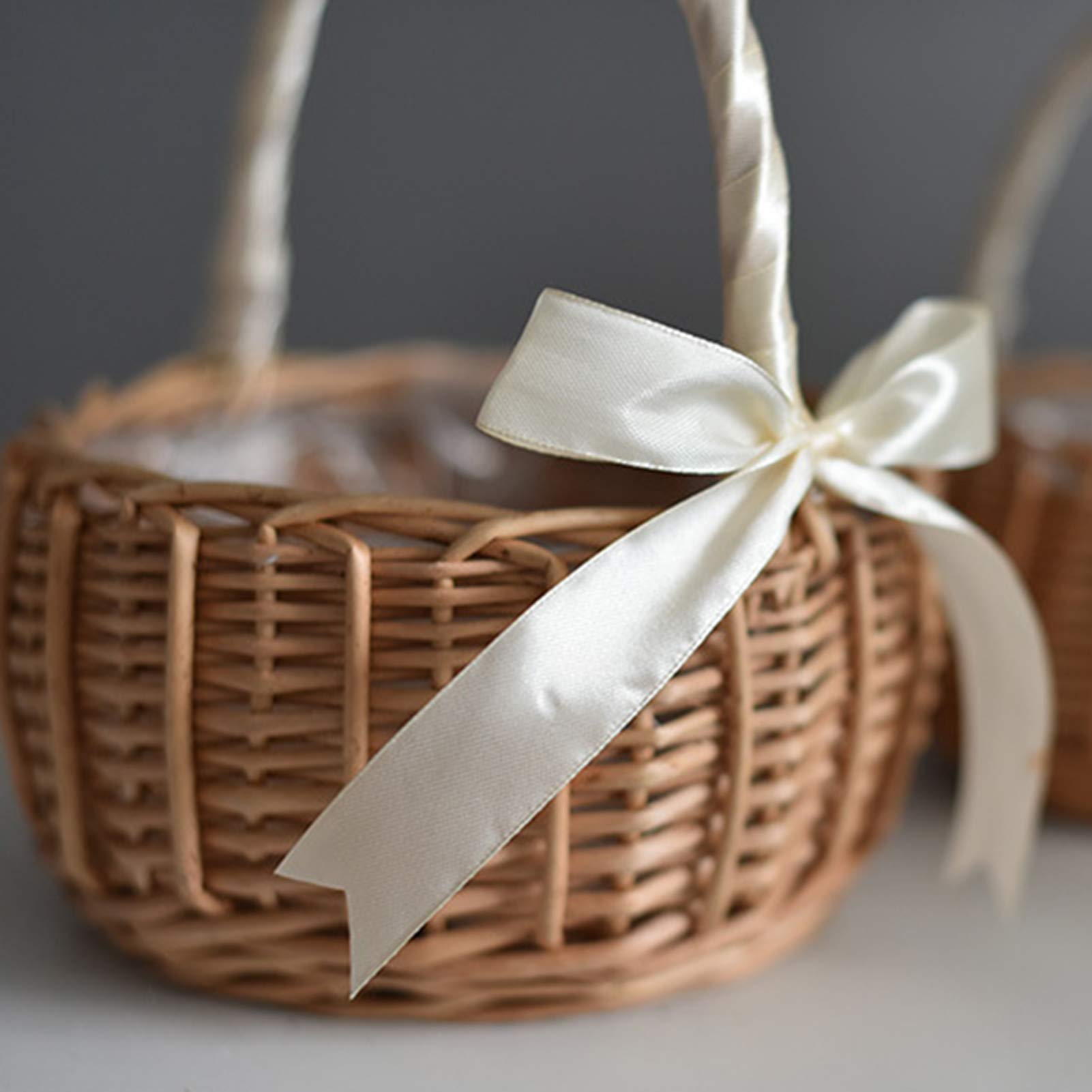 Handwoven Willow Flower Basket - White Wicker Picnic Storage Basket for Easter, Home Decor, and Outdoor Gatherings | Perfect for Spring Decor, Gift Giving, and Party Centerpieces