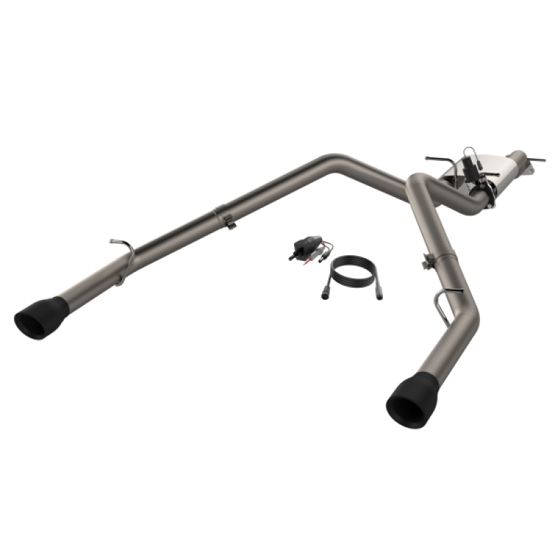 2019-2024 Ram 1500 QTP Screamer Split Rear Exit Cat-Back Exhaust System with Black Tips - Performance Upgrade for Off-Road & Street Driving