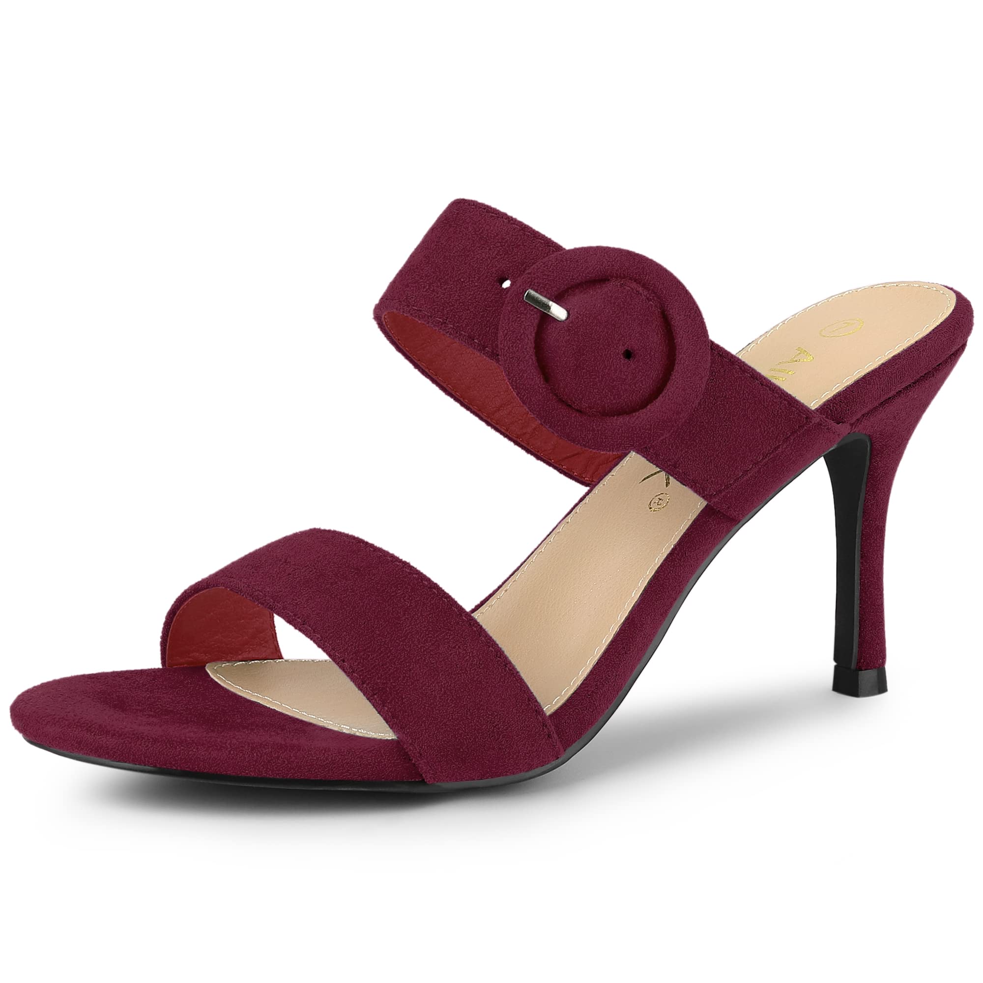 Allegra K Women's Open Toe Buckle Stiletto Heel Slide Sandals - Sexy High Heels for Party, Wedding & Evening Dress