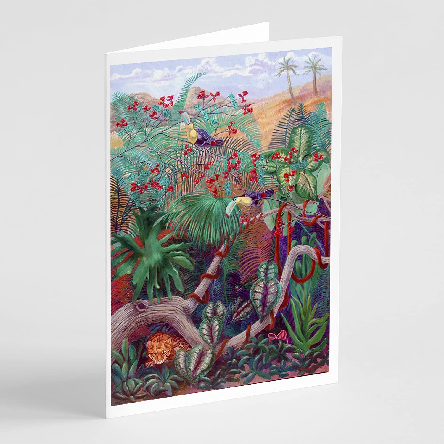 Caroline's Treasures 7144GCA7P Toucan Greeting Cards - Pack of 8 Blank A7 Note Cards (5x7 Inches) with Envelopes | Whimsical Tropical Bird Design | Perfect for Birthdays, Thank You Notes & Special Occasions