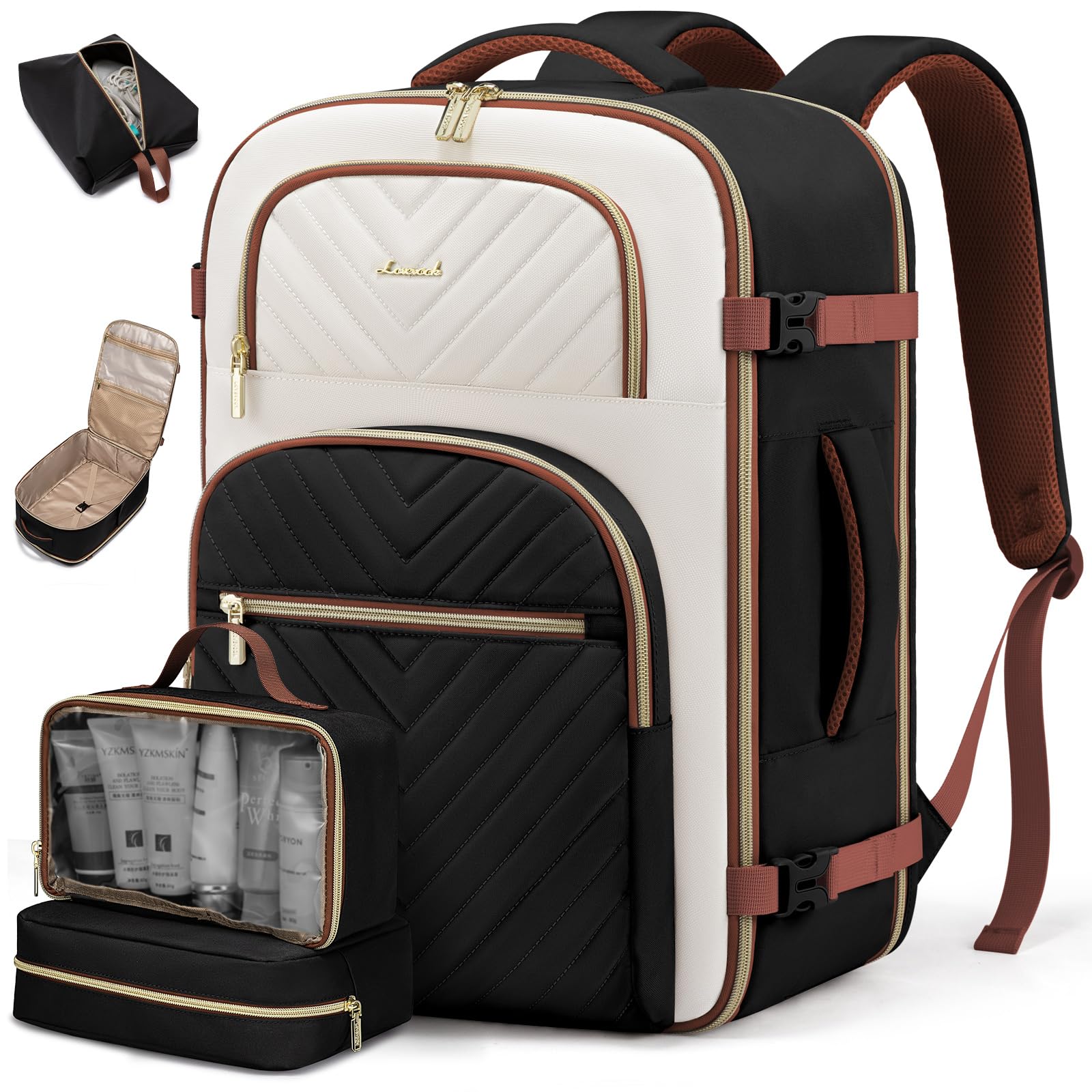 LOVEVOOK 40L Waterproof TSA Approved Travel Backpack for Women & Men - Flight Carry On Personal Item with 3 Packing Cubes - Perfect for Airplane Travel, Business Trips & Weekend Getaways