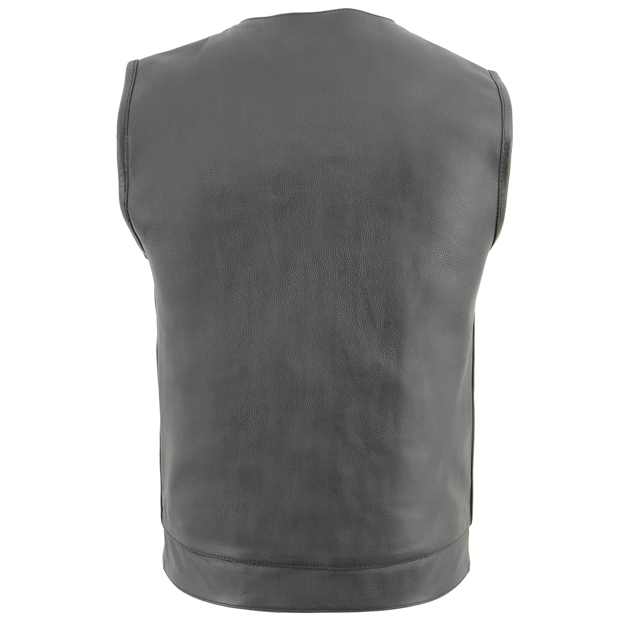 Milwaukee Leather SOA Men's Black Motorcycle Vest with Zipper & Snap Closure - Gun Pockets for Concealed Carry - Perfect for Bikers & Motorcycle Riders - LKM3711