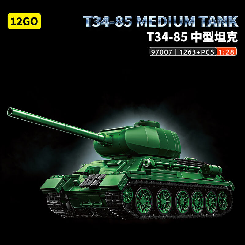 12GO 97007 T-34/85 Russian Medium Tank Model Kit - WWII Military Vehicle for Collectors & Hobbyists | Perfect for Display, Gifts & Historical Reenactments